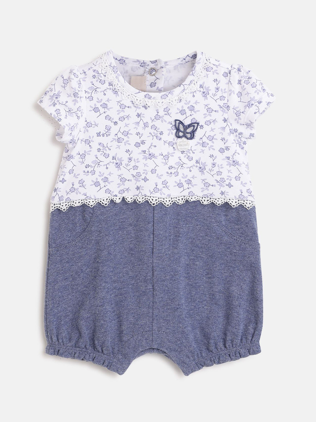 Chicco Infant Girls Printed Cotton Short Sleeve Romper