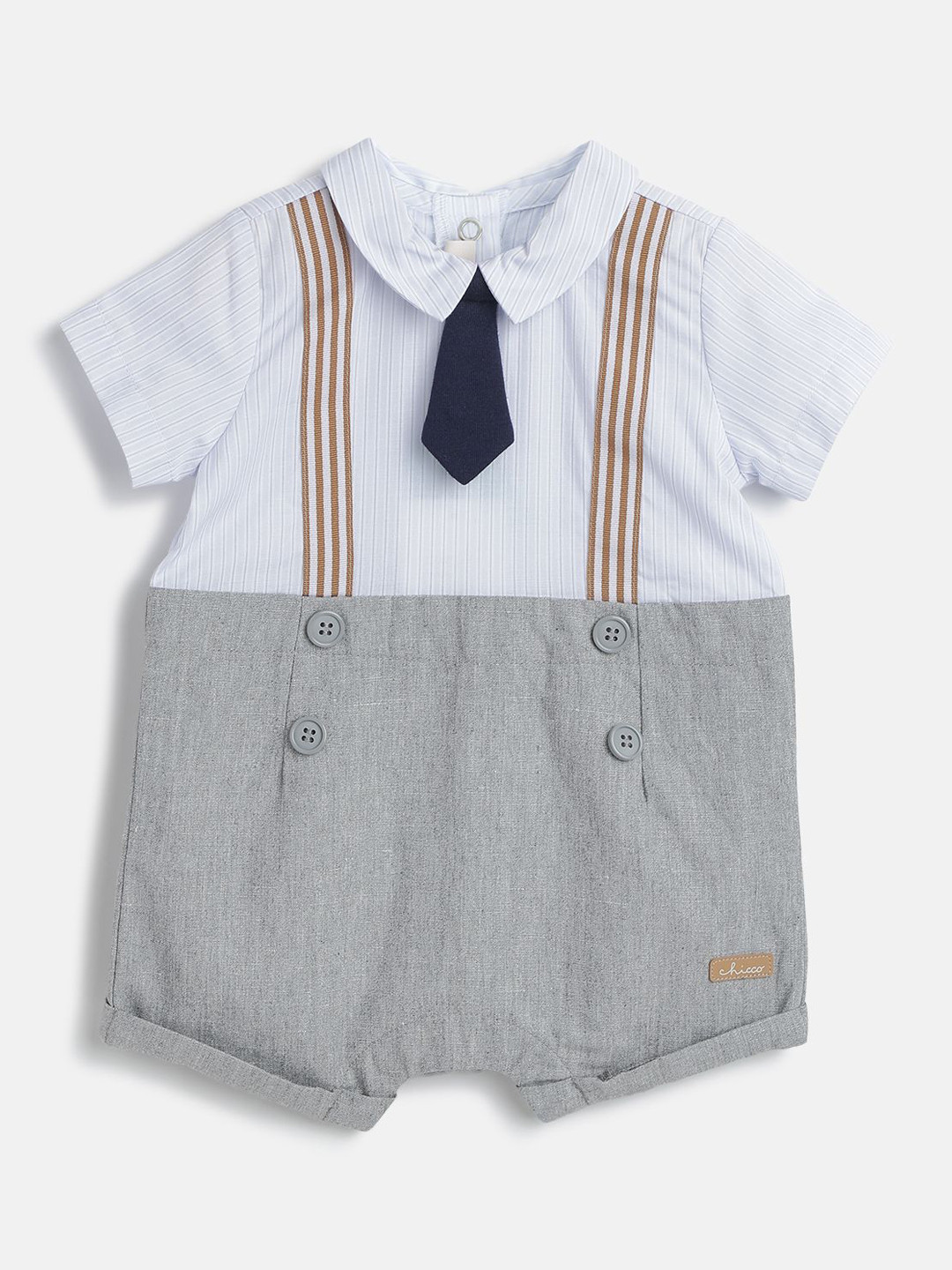 Chicco Boys Striped Short Sleeve Romper