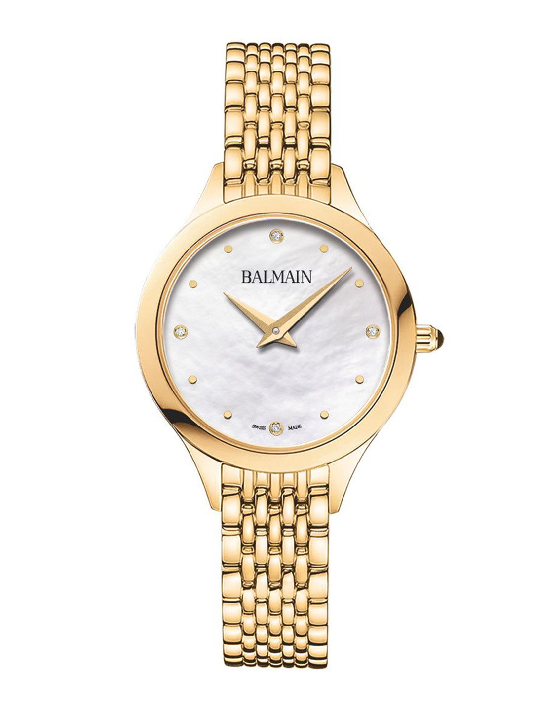 Balmain Women Brass Mother of Pearl Dial & Stainless Steel Bracelet Style Straps Analogue Watch B39103385