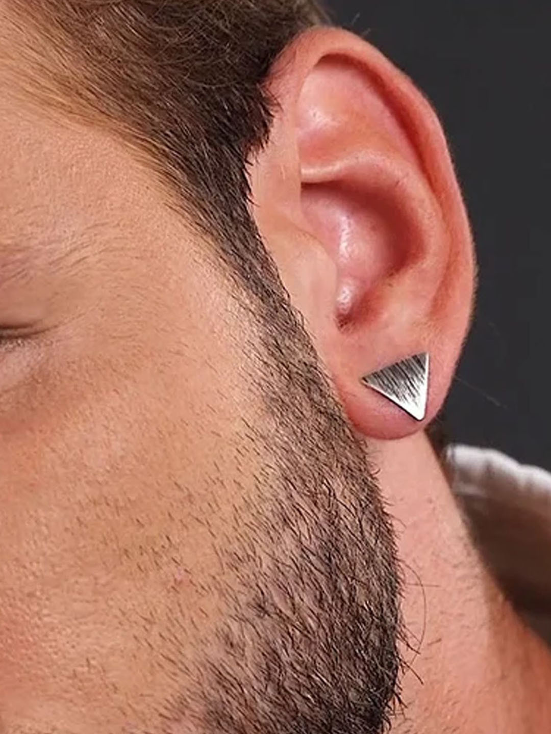 Goldnera Mens 925 Sterling Silver Triangular Shaped Minimal Studs