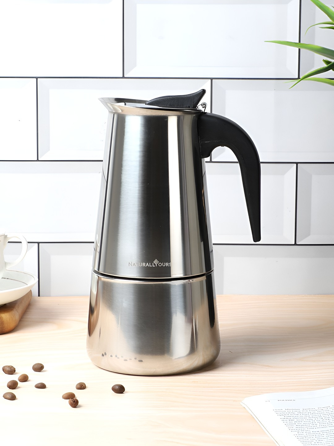 NATURALLY YOURS Silver Moka Pot Espresso Maker 300 ML