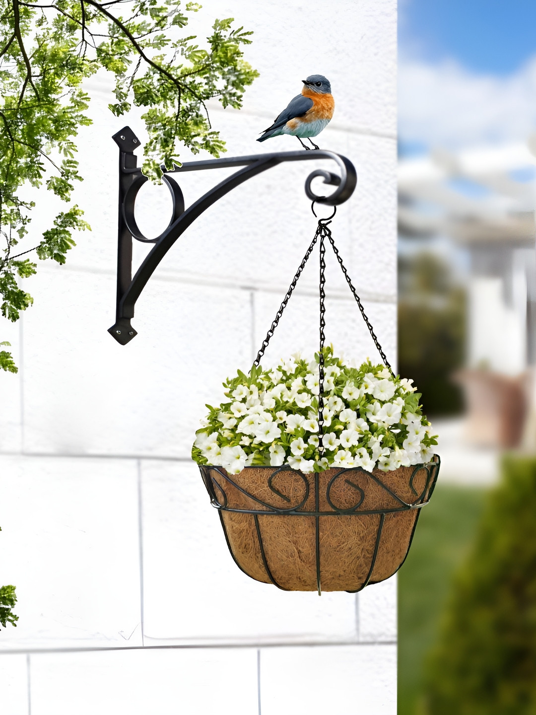 Garden King Set Of 4 Black 16 Inch Classic Spiral Design Planters