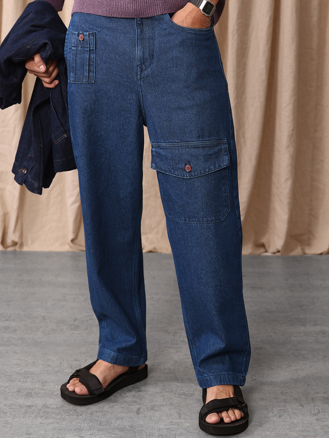 Mr Bowerbird Men Pure Cotton Oversized Jeans