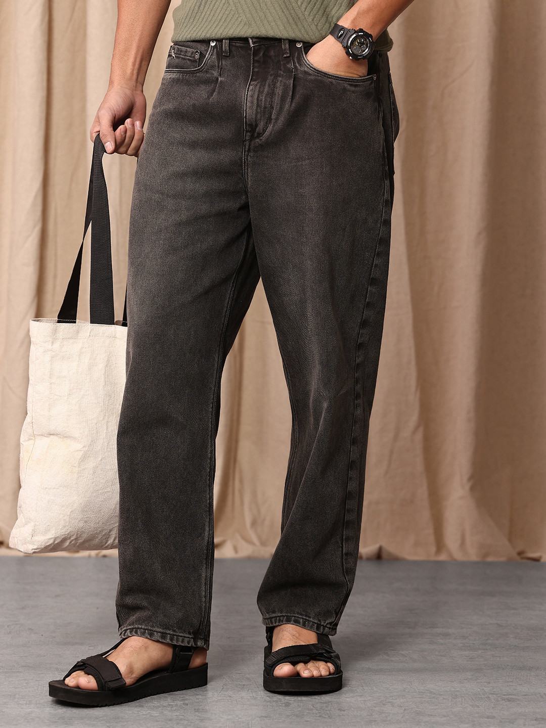 Mr Bowerbird Men Pure Cotton Oversized Fit Light Fade Jeans