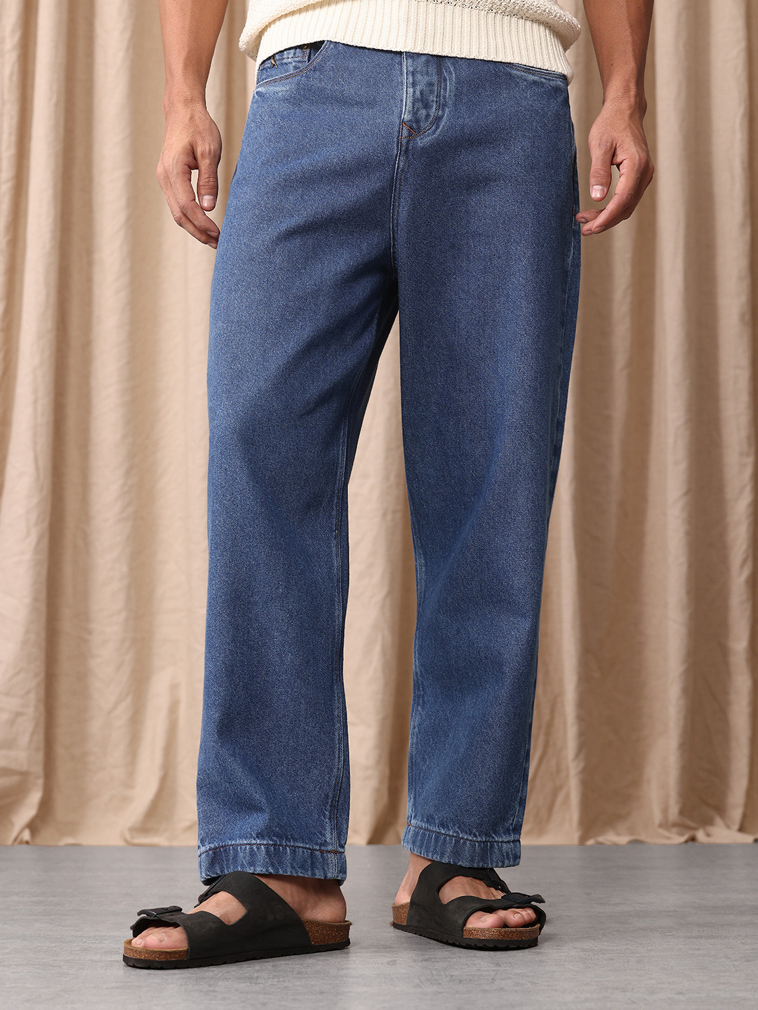 Mr Bowerbird Men Pure Cotton Oversized Light Fade Jeans