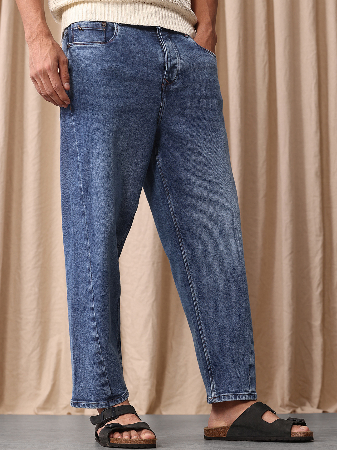 Mr Bowerbird Men Tapered Cropped Light Fade Stretchable Jeans