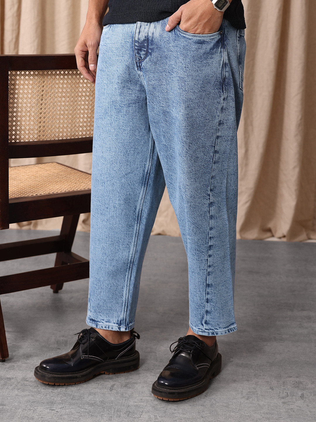 Mr Bowerbird Men Tapered Cropped Light Fade Stretchable Jeans