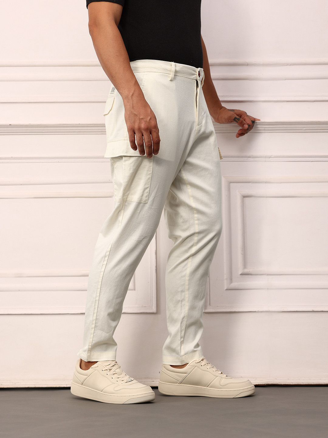Mr Bowerbird Men Cotton Linen Loose Fit Cargos