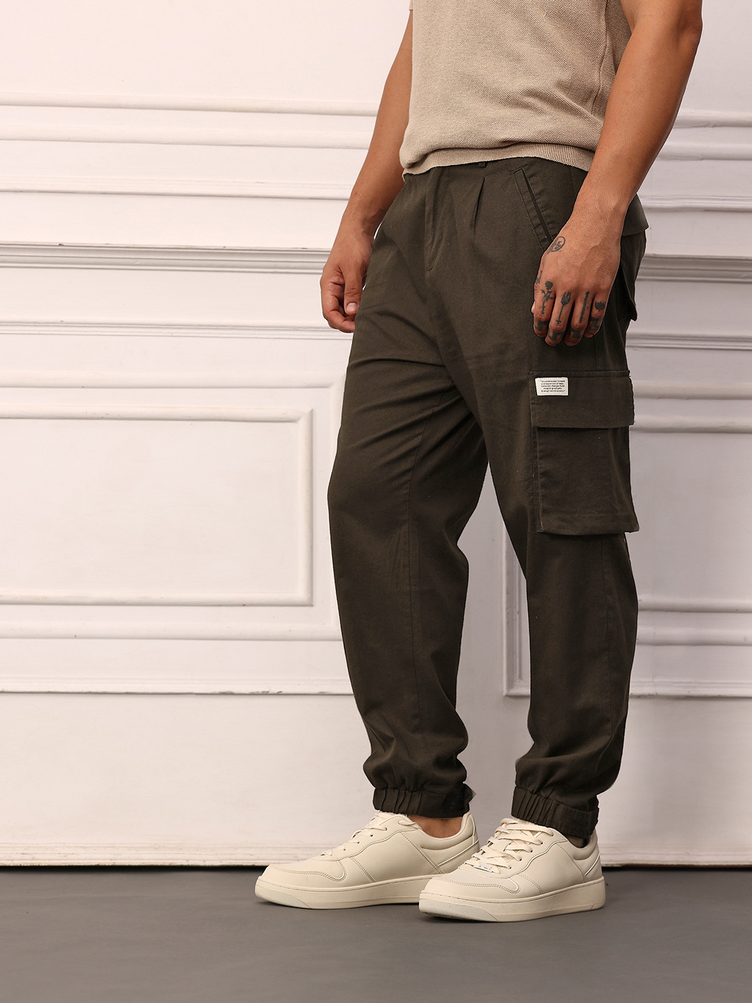 Mr Bowerbird Men Cotton Linen Loose Fit Cargos