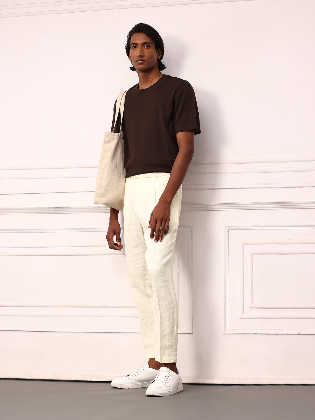 Mr Bowerbird Pure Linen Pleated Liberal fit Trousers With a Notepad