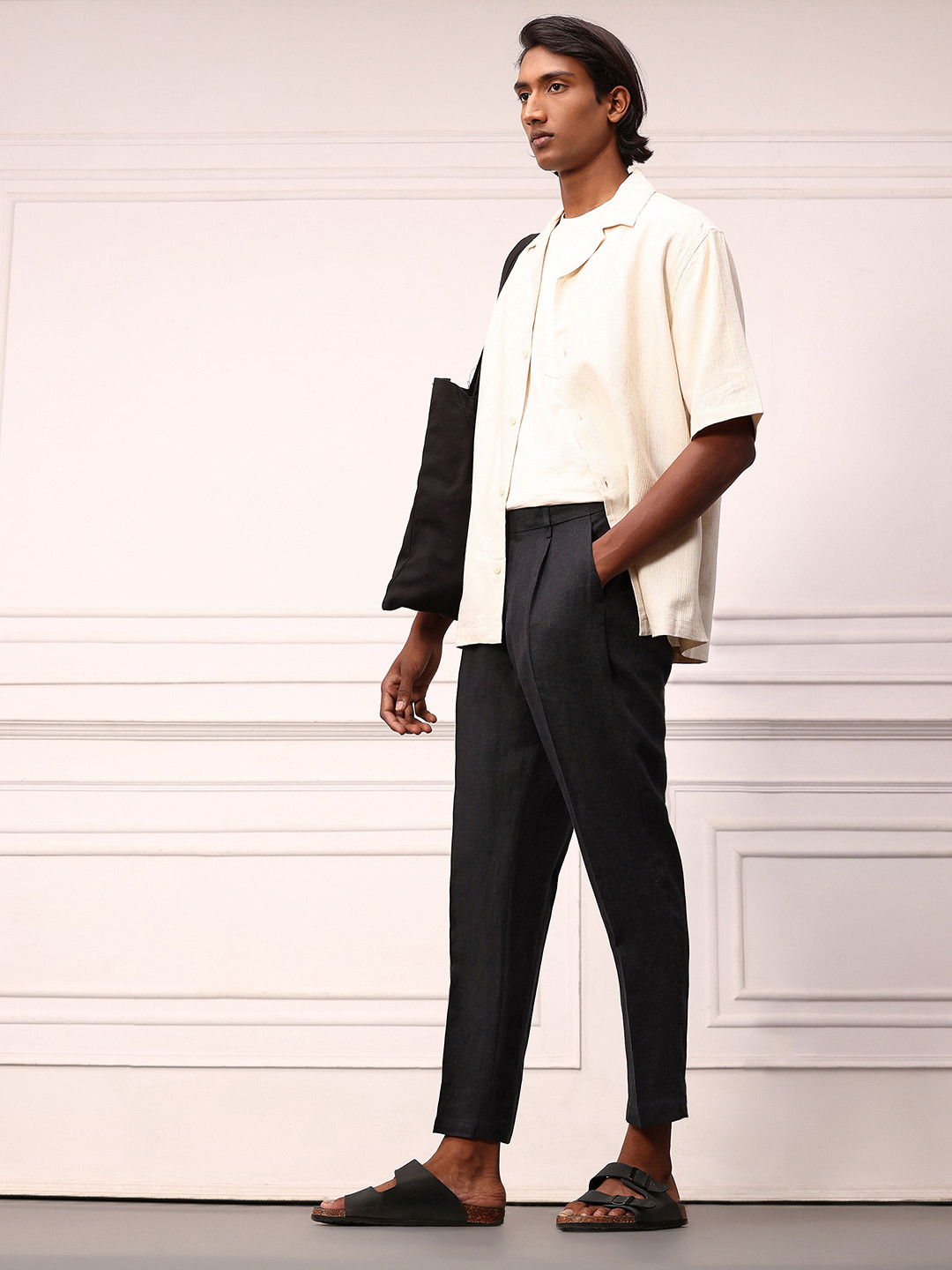 Mr Bowerbird Pure Linen Pleated Liberal fit Trousers With a Notepad