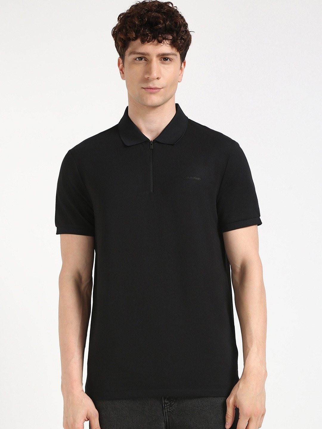 Calvin Klein Jeans Men Solid Half Sleeves Regular Fit Cotton Polo T-Shirt