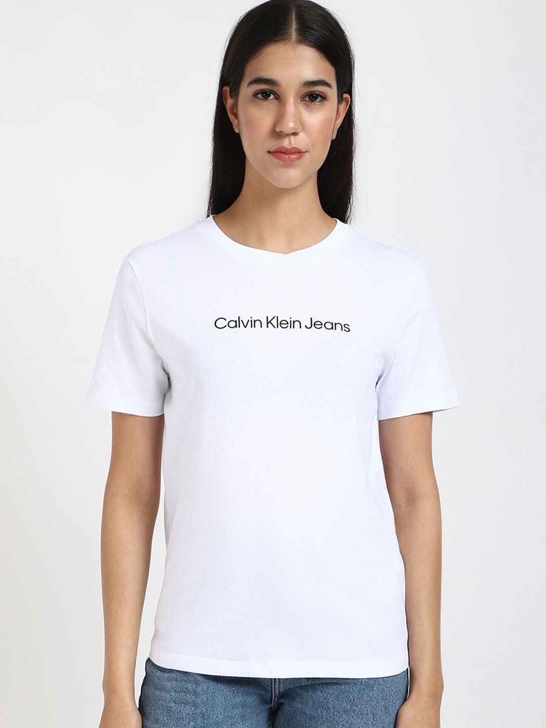 Calvin Klein Jeans Women Tribal Monochrome Pockets T-shirt