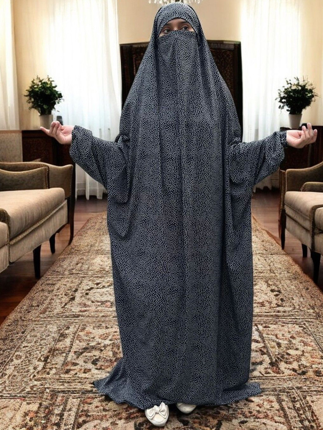 MUSHKIYA One Piece Free Size Elasticated Sleeves Jilbab