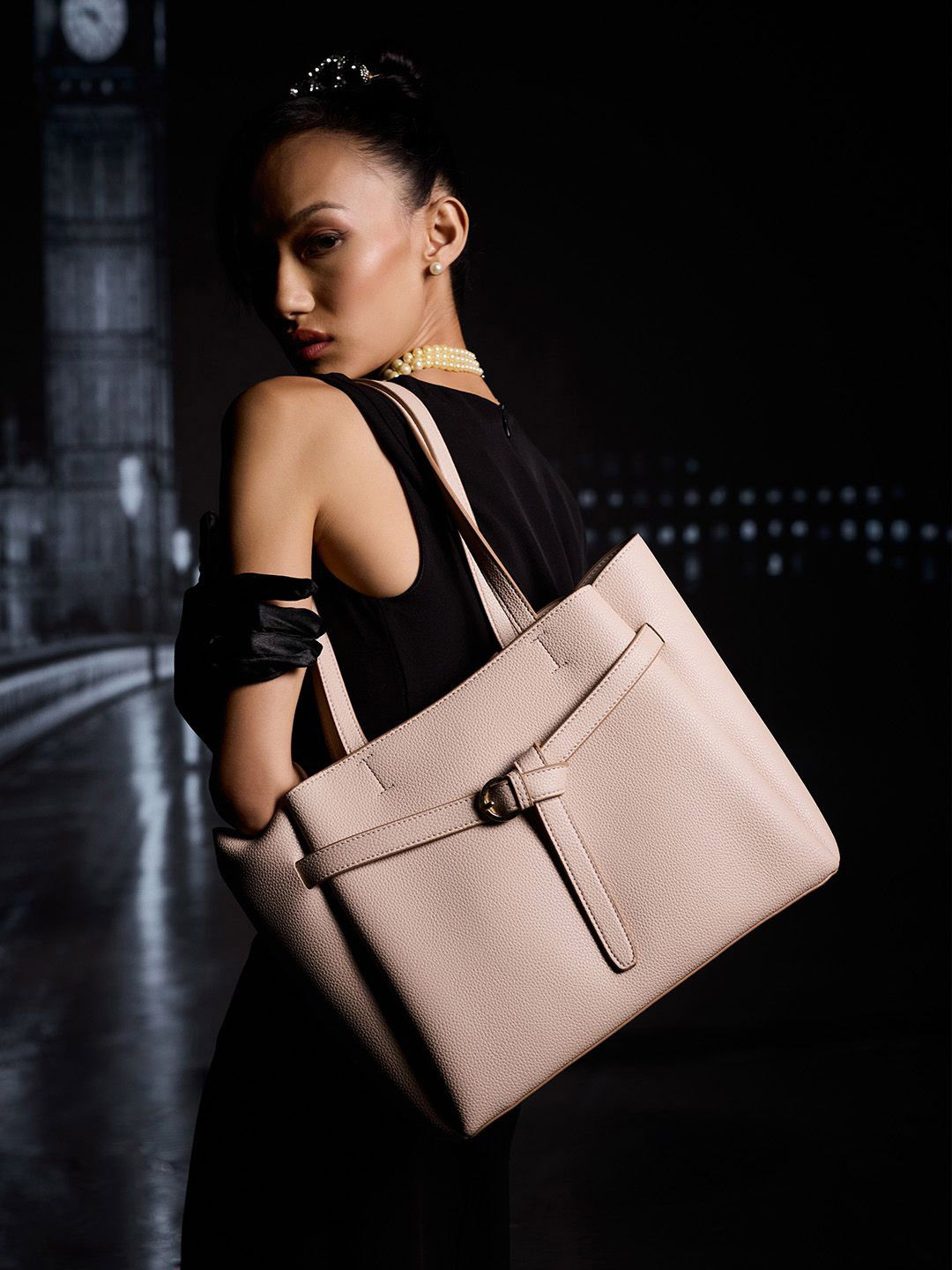 Lino Perros Avril Solid Synthetic Leather Large Structured Tote Bag
