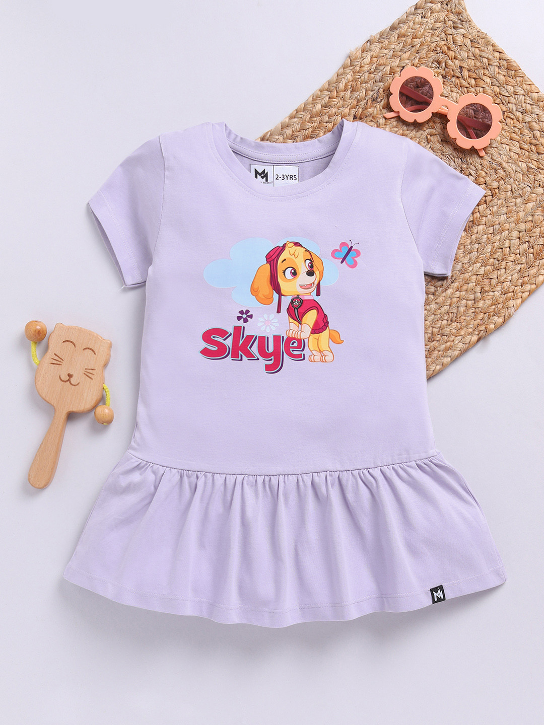 YK X Minute Mirth Girls PAW Patrol Printed Pure Cotton Fit & Flare Dress