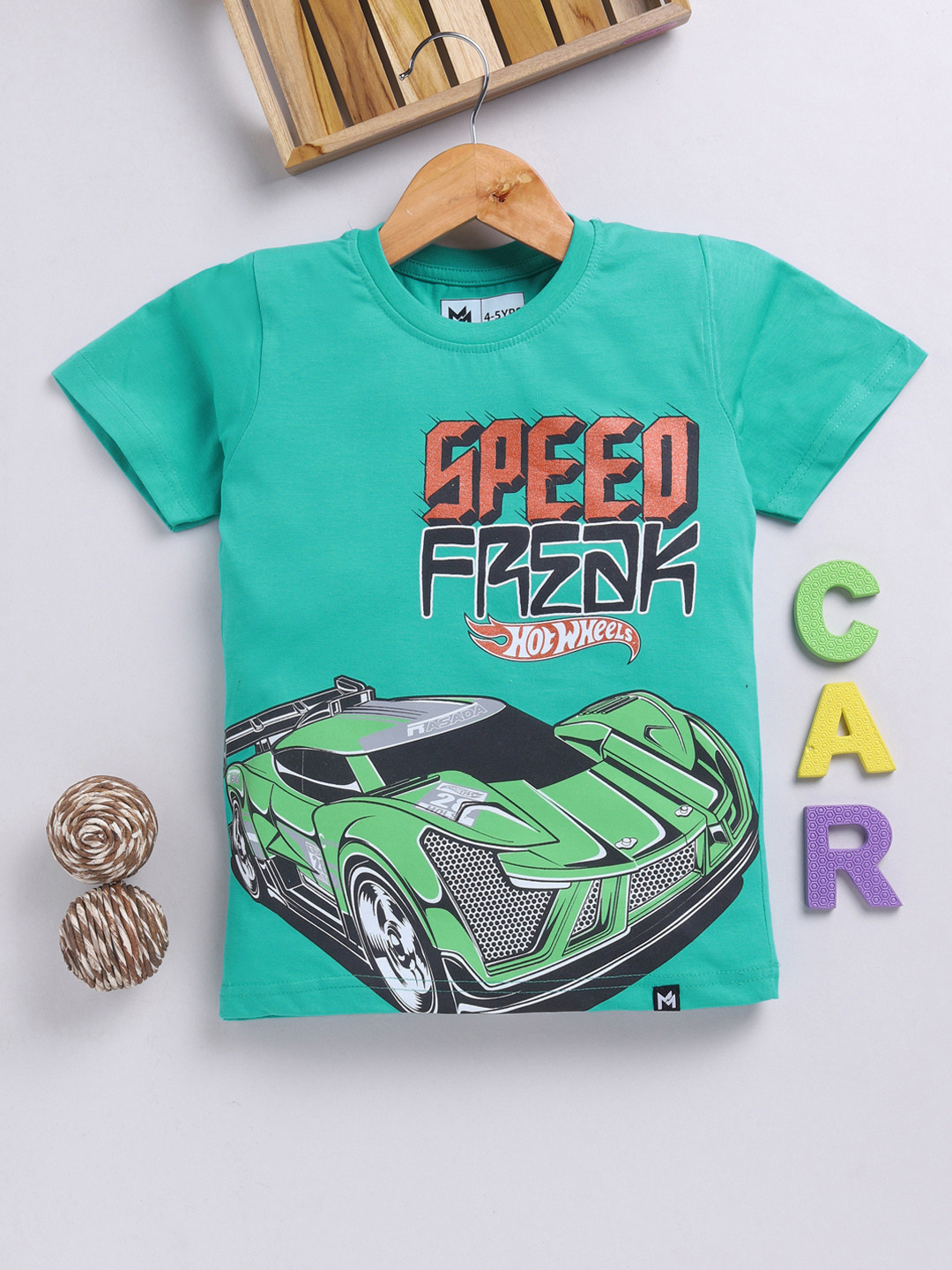 YK X Minute Mirth Boys Hot Wheels Printed Pure Cotton T-shirt