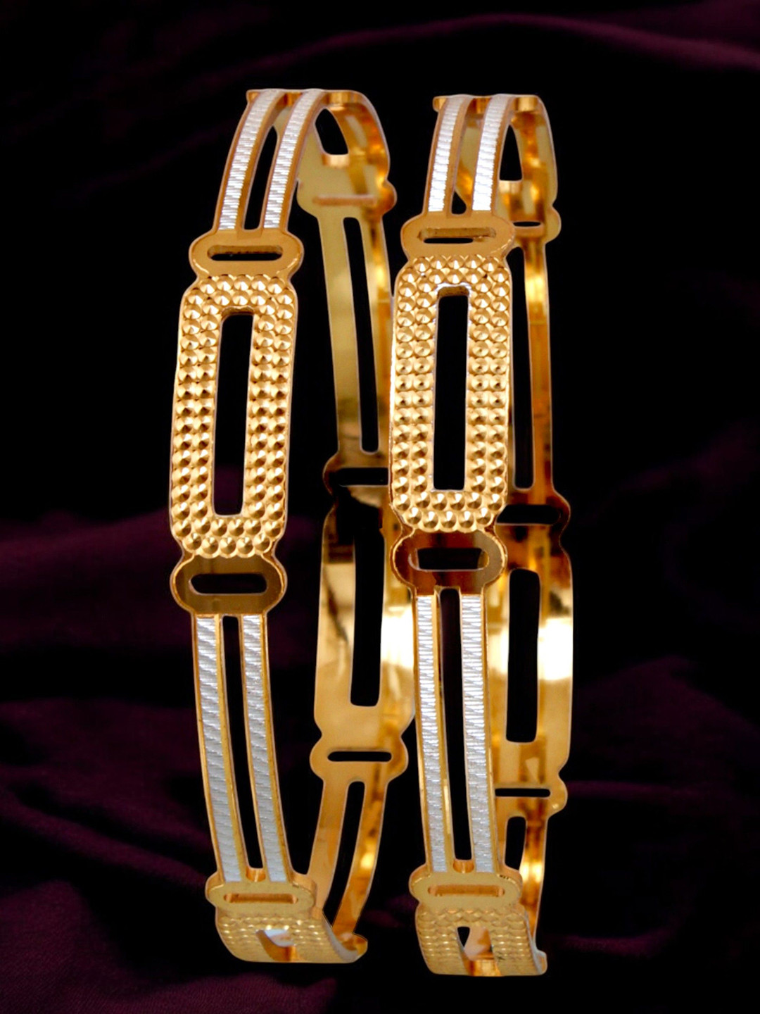 LUCKY JEWELLERY Set Of 2 18K One Gram Gold-Plated Bangles