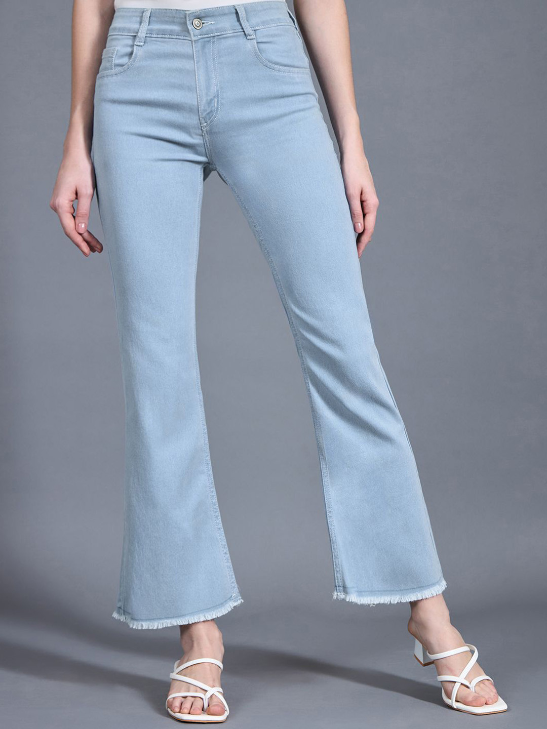 Miss Chase Women Bootcut High-Rise Low Distress Stretchable Jeans