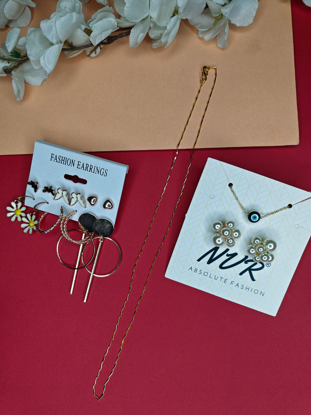 NVR Valentine Special Contemporary Pearls Beaded Jewellery Set