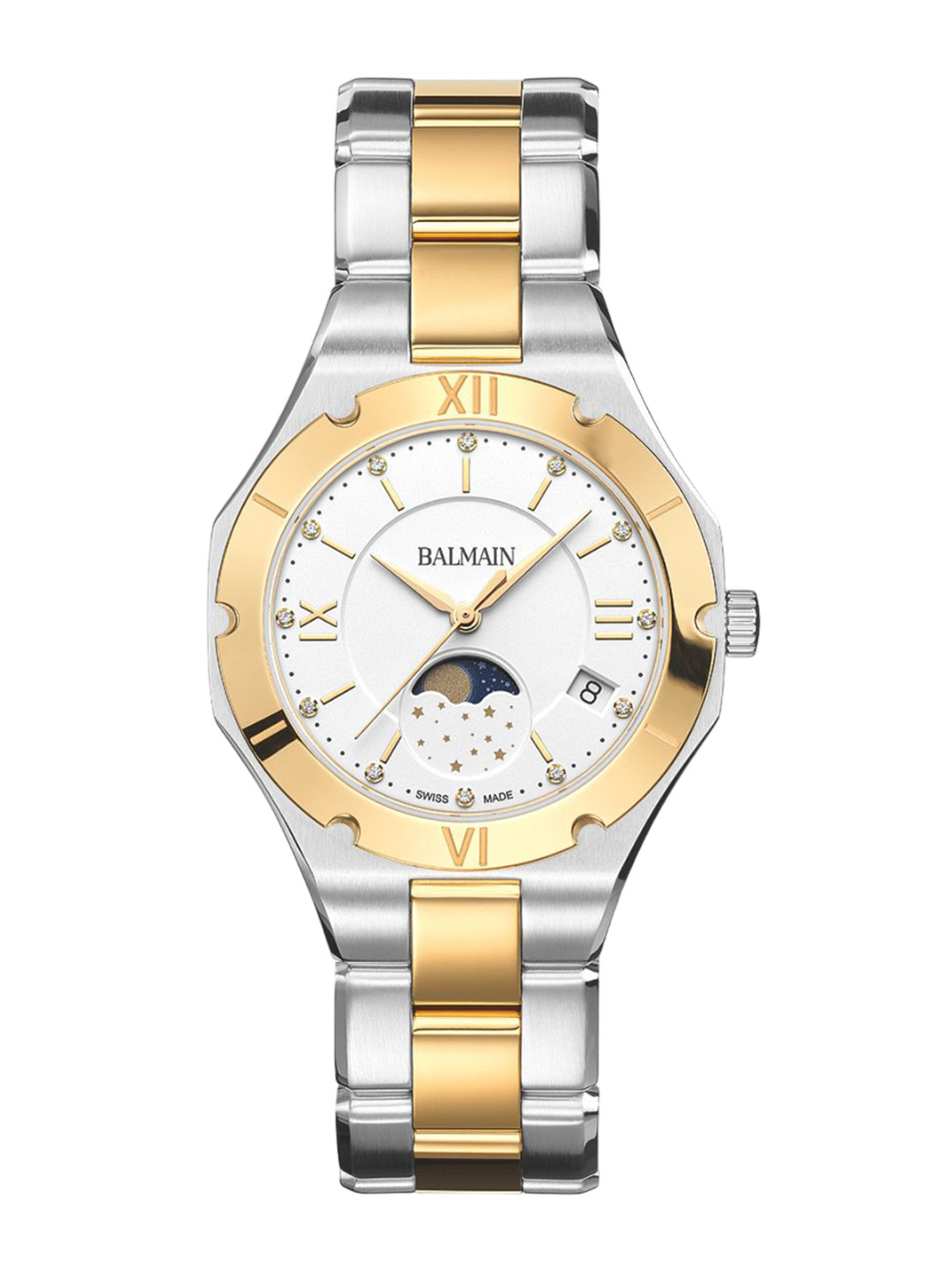 Balmain Women Brass Dial & Stainless Steel Bracelet Style Straps Analogue Watch B45923922