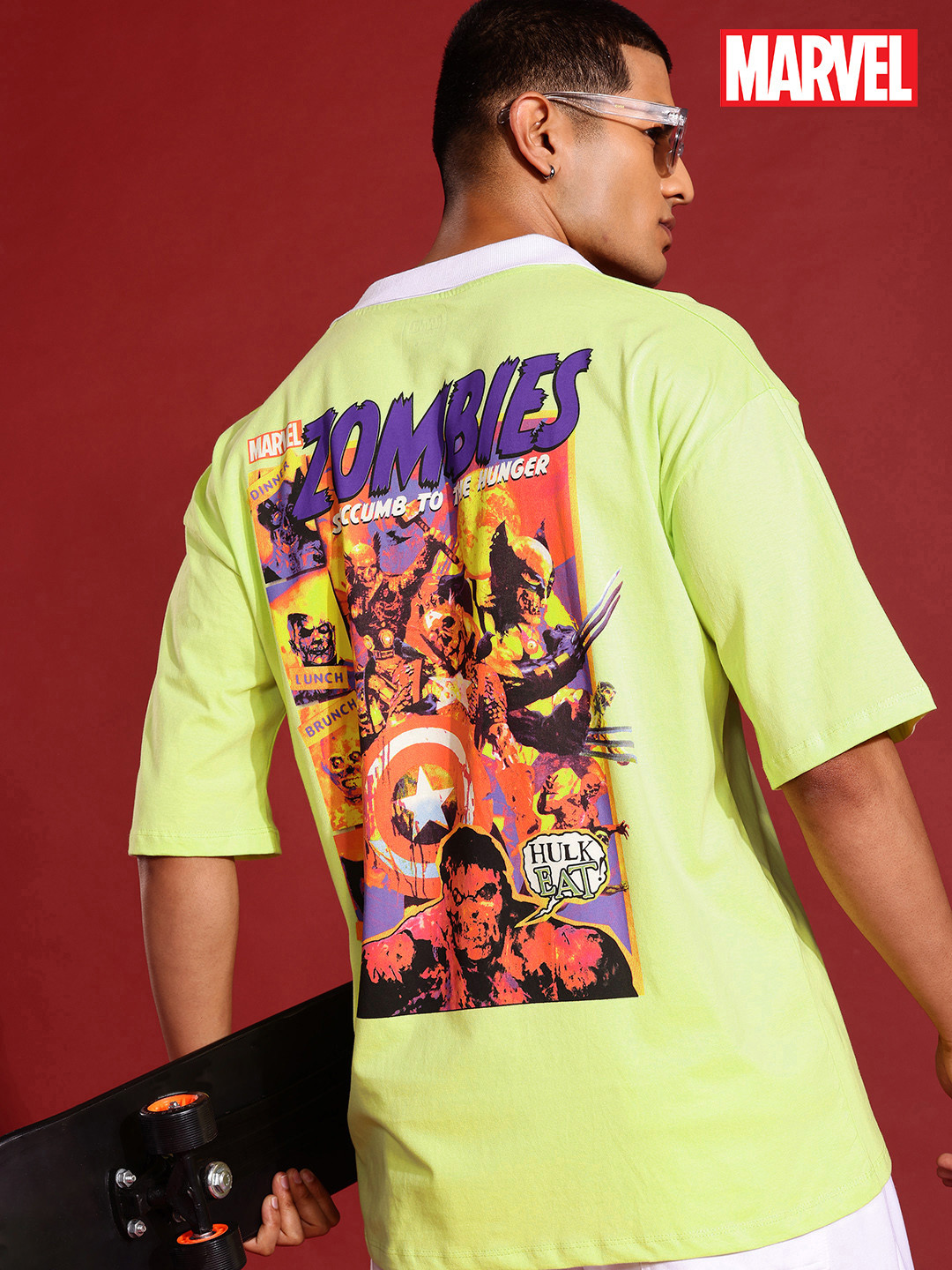 MARVEL STREET Men Graphic Printed Polo Collar Drop-Shoulder Sleeves Pure Cotton Relaxed Fit T-shirt