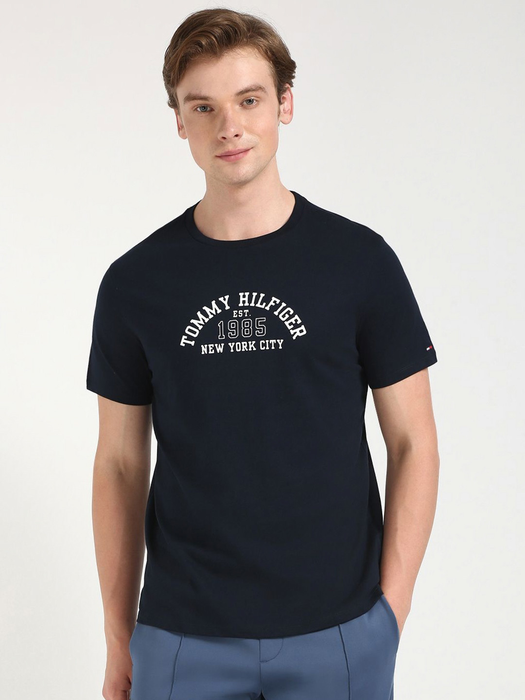 Tommy Hilfiger Men NOAH Typography Printed Round Neck Cotton T-shirt