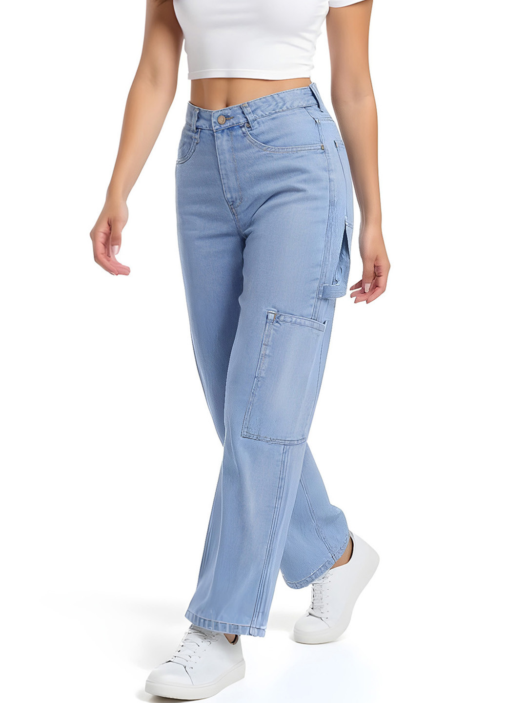 glitchez Women Mid-Rise No Fade  Barrel Fit Cargos