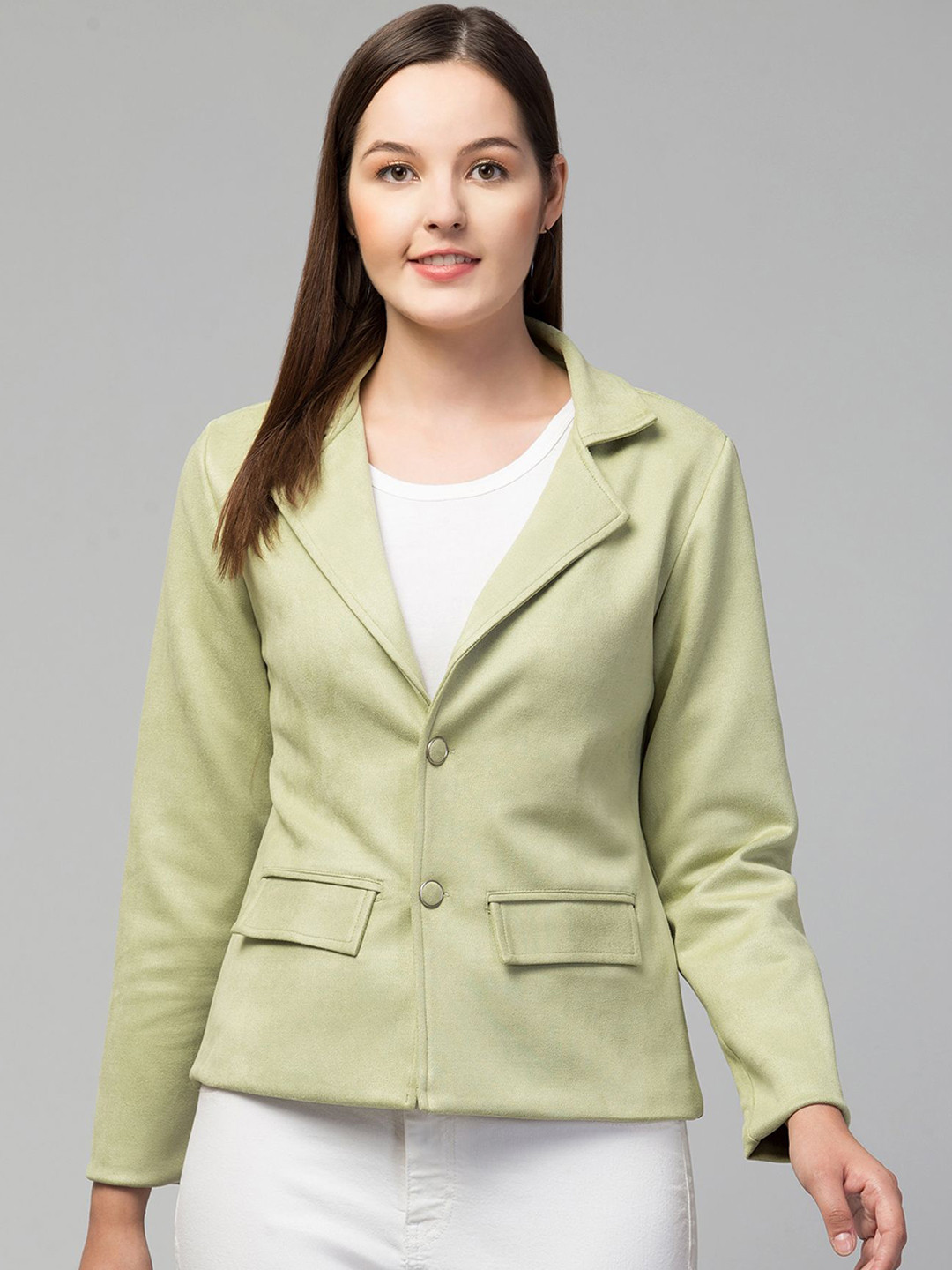 Fruba Notched Lapel Single-Breasted Linen Formal Blazer