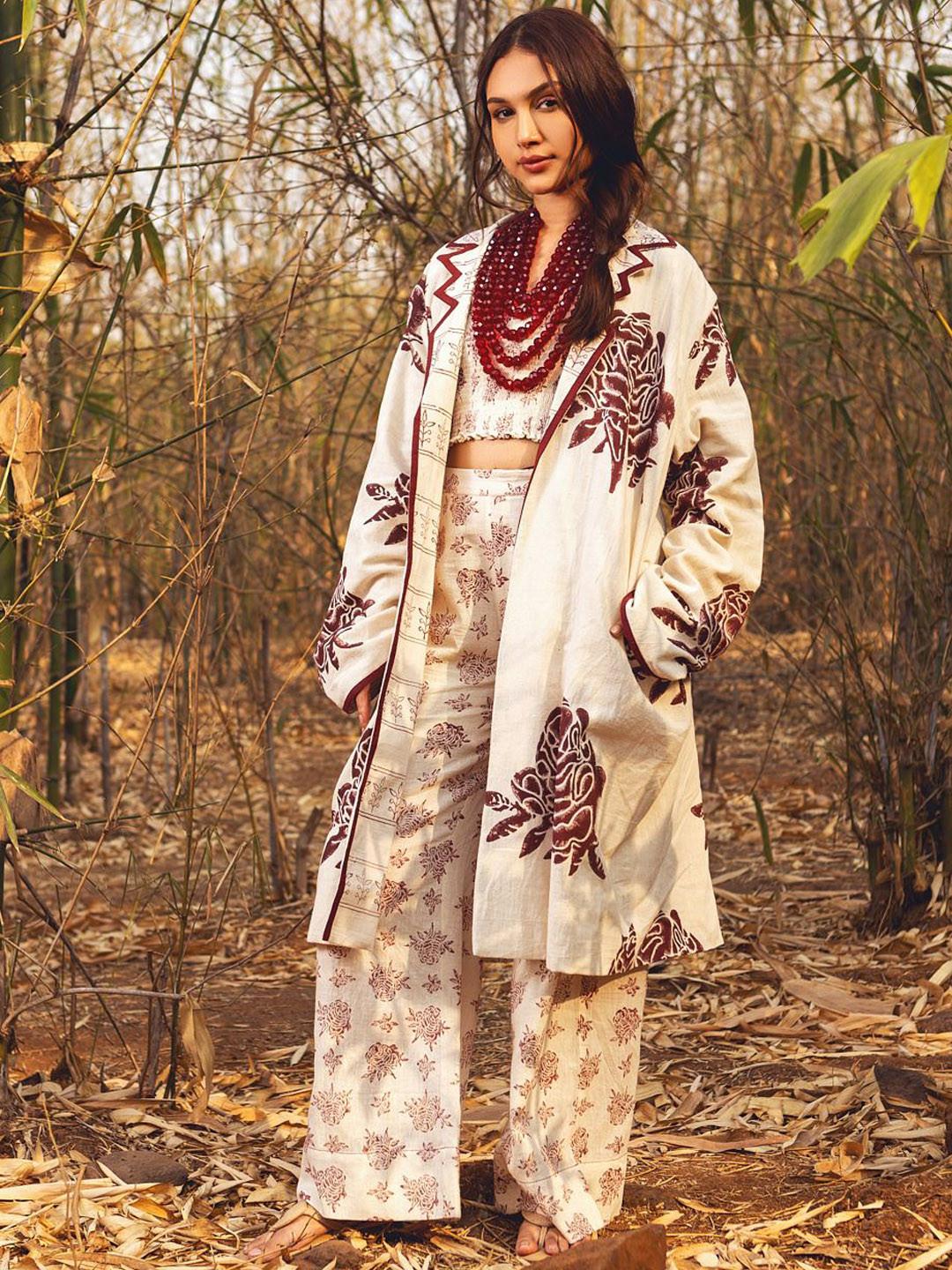 Akashi Clothing Women Floral Printed Organic Cotton Open Front Jacket