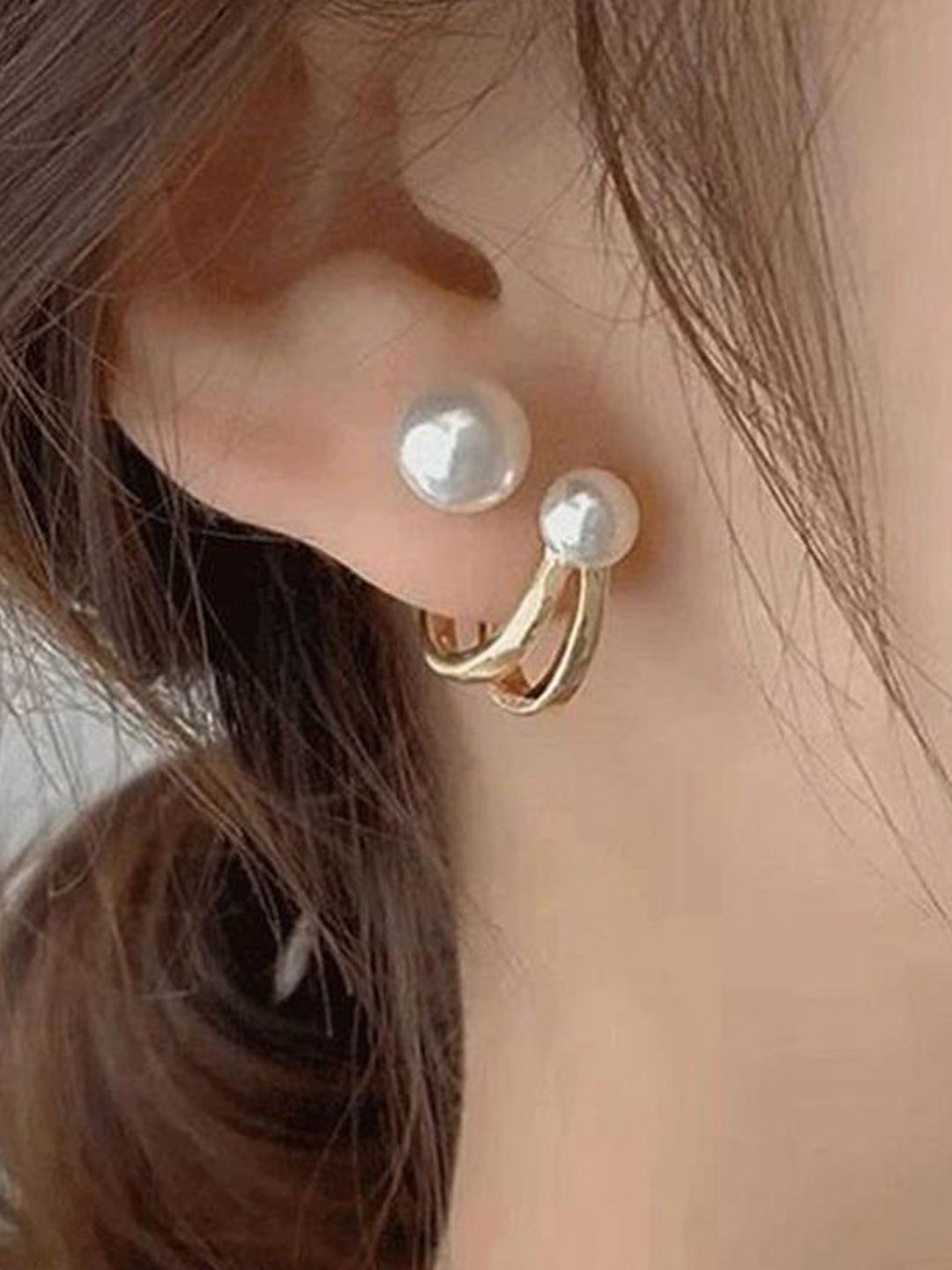 PolluxCraft Korean Pearls Beaded Contemporary Shaped Studs