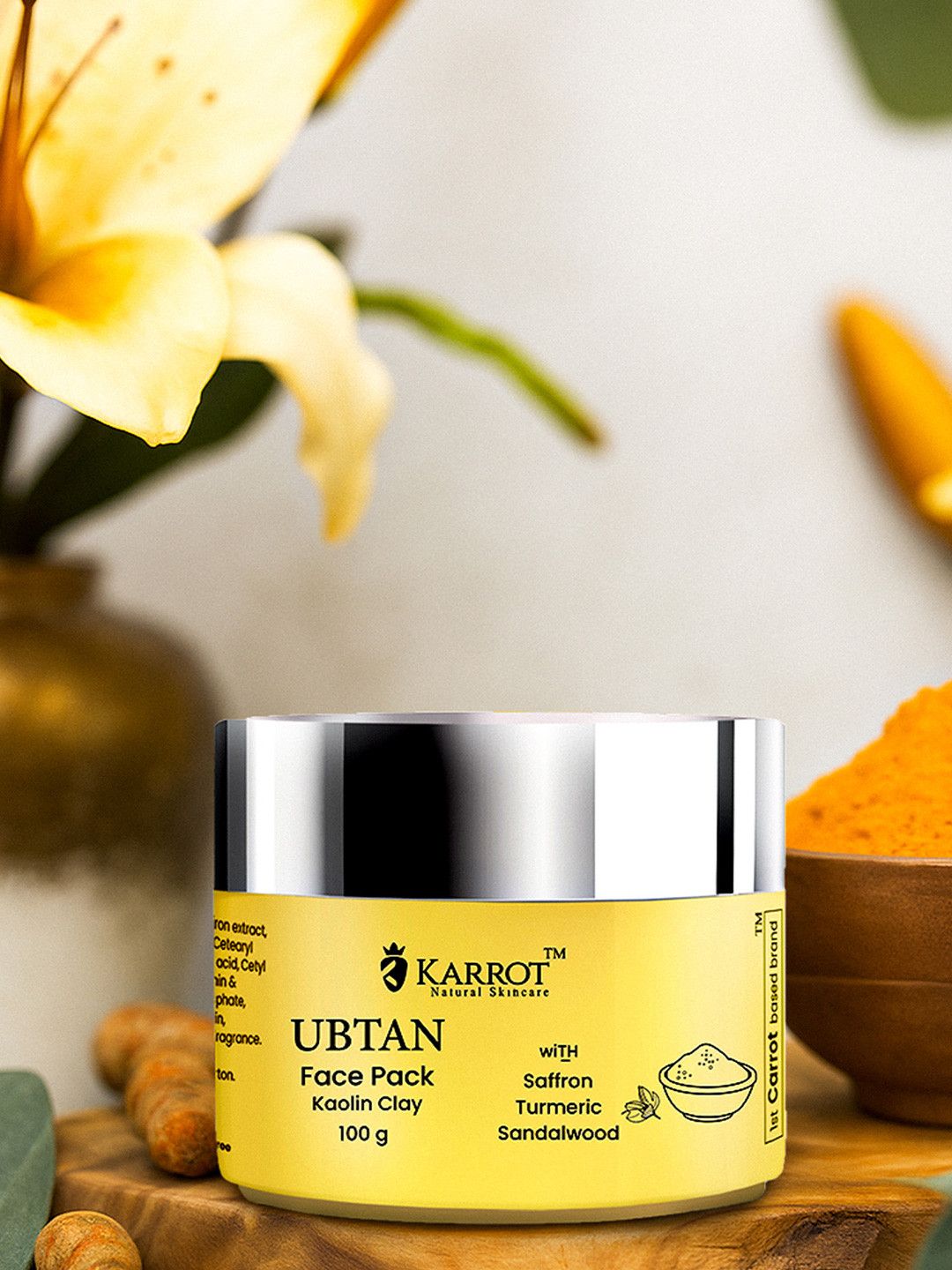 KARROT NATURAL SKINCARE Ubtan Turmeric Face Pack For Glowing Skin - 100g