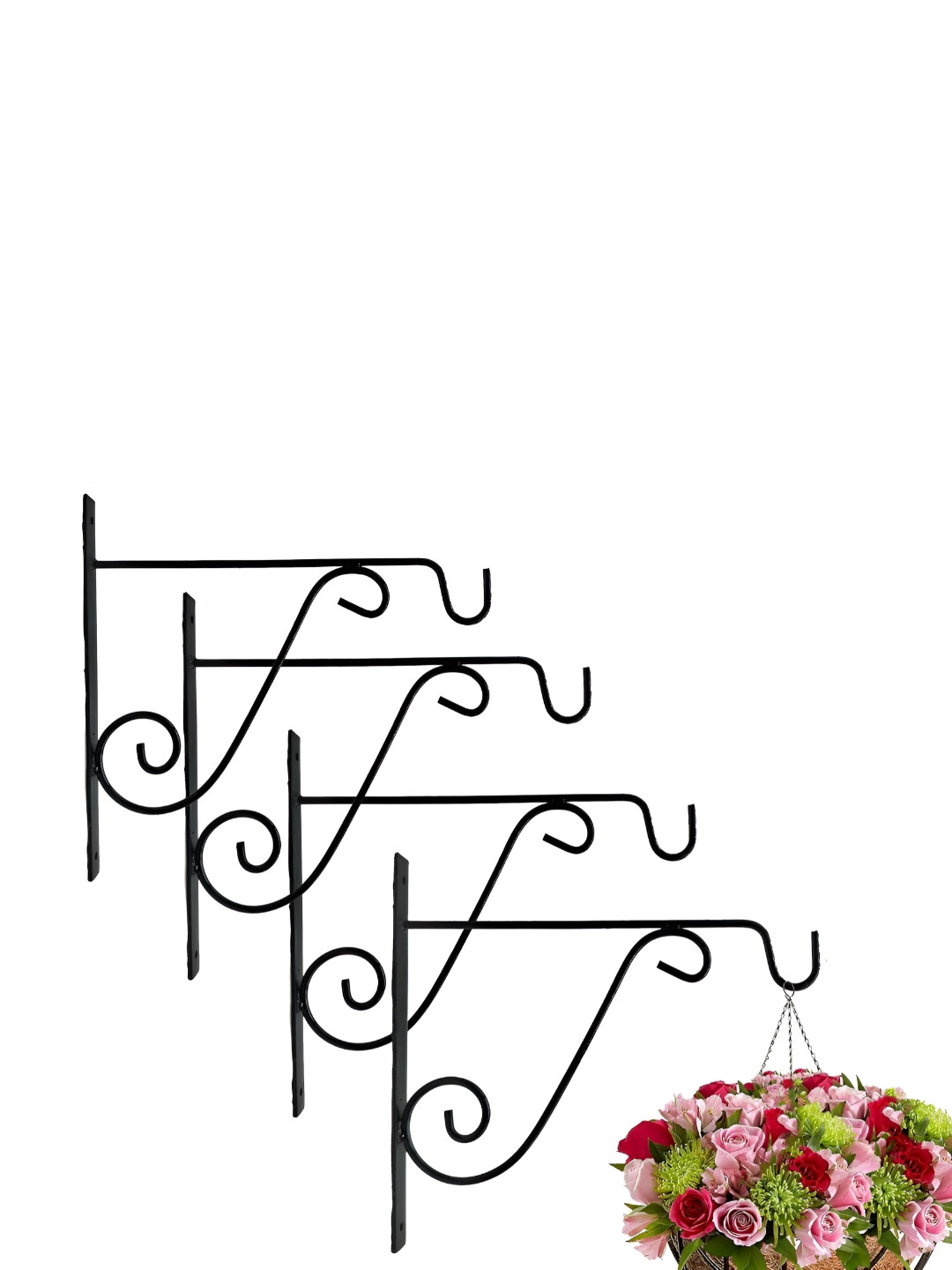 Garden Deco Black 4 Pieces S Design Wall Brackets