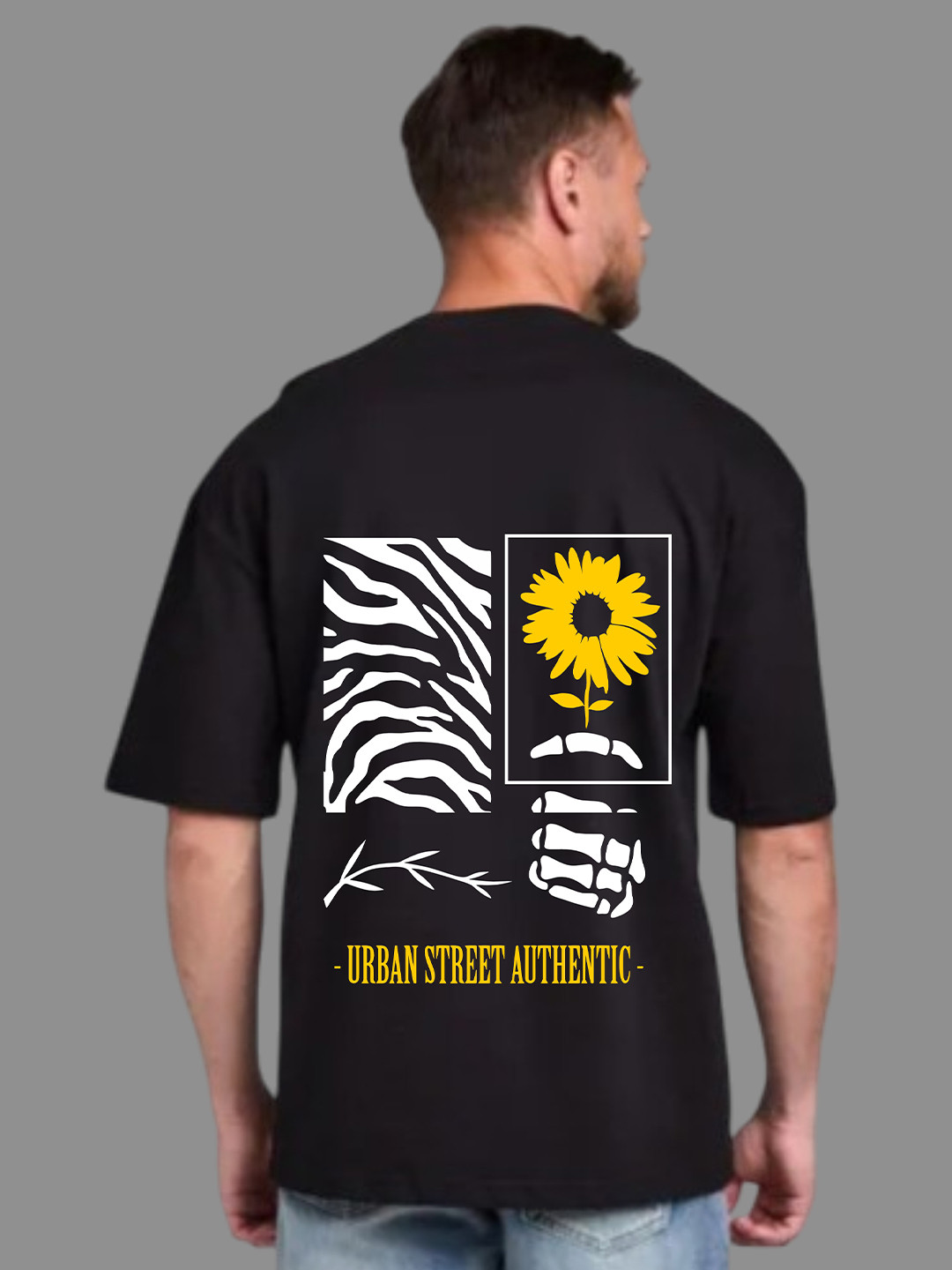 Uniplanet store Men Typography Printed Round Neck Cotton Oversized T-shirt