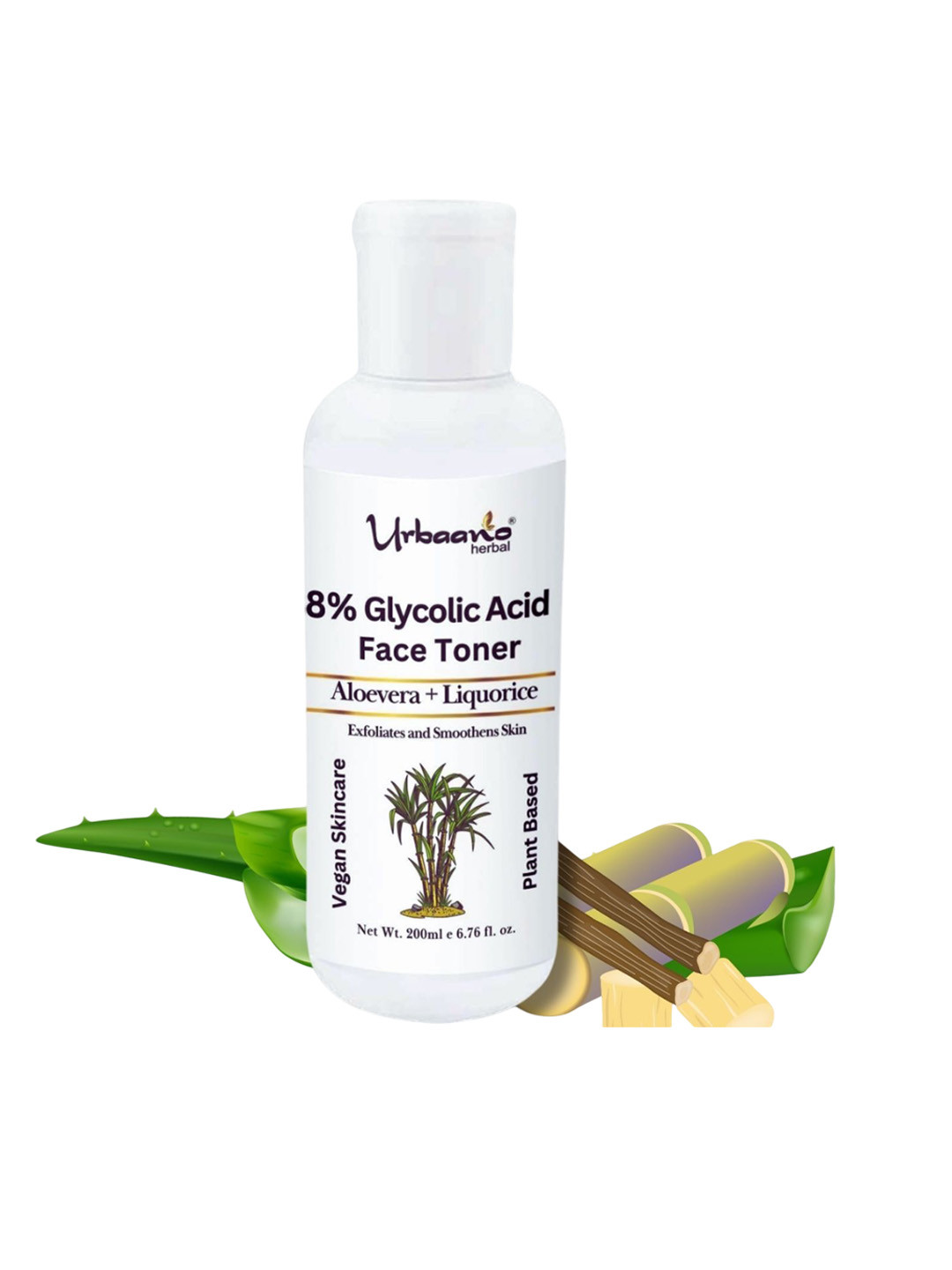 Urbaano Herbal 8% Glycolic Acid Toner - 200 ml