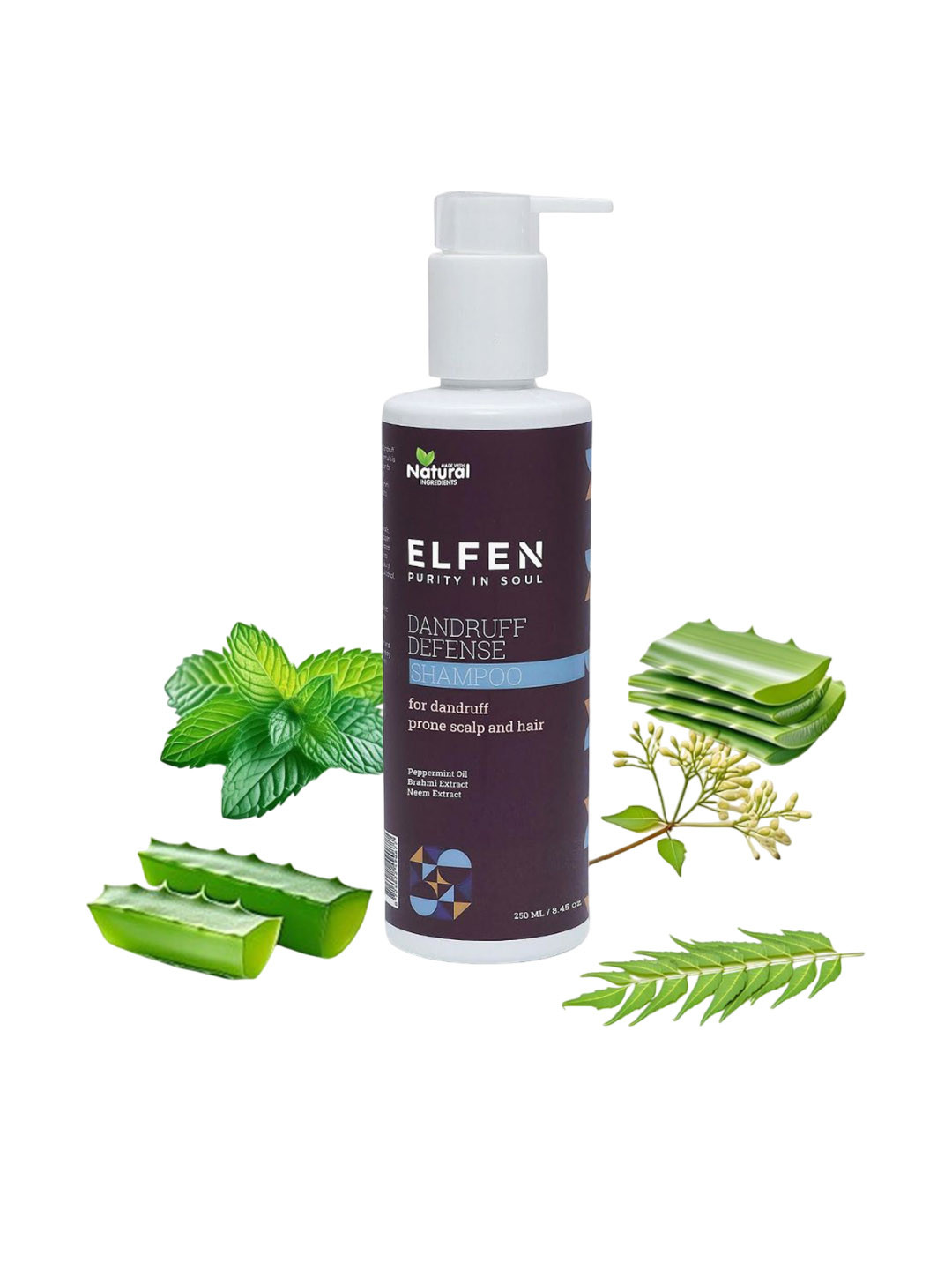 ELFEN Dandruff Defence Shampoo With Peppermint Oil-Brahmi & Neem Extract - 250 ml