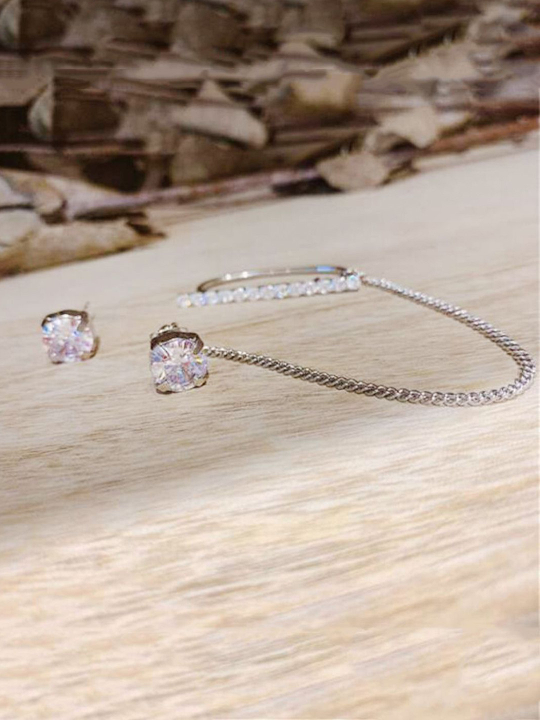 BEYTER Artificial Stones Studded Classic Shaped Ear Cuff Earrings