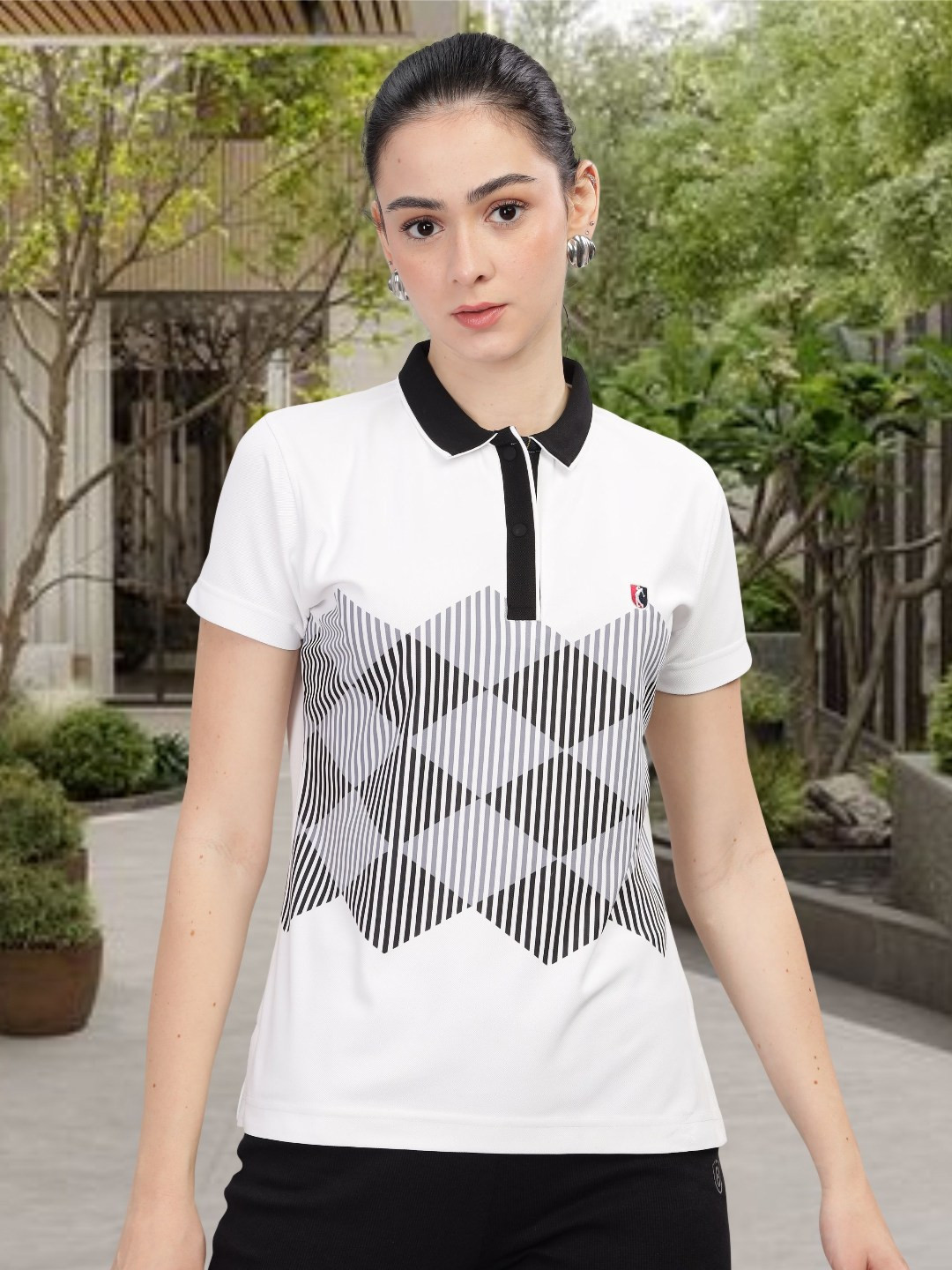 STELLERS Women Active Wear Wrinkle Free Quick Dry Collared T-shirt