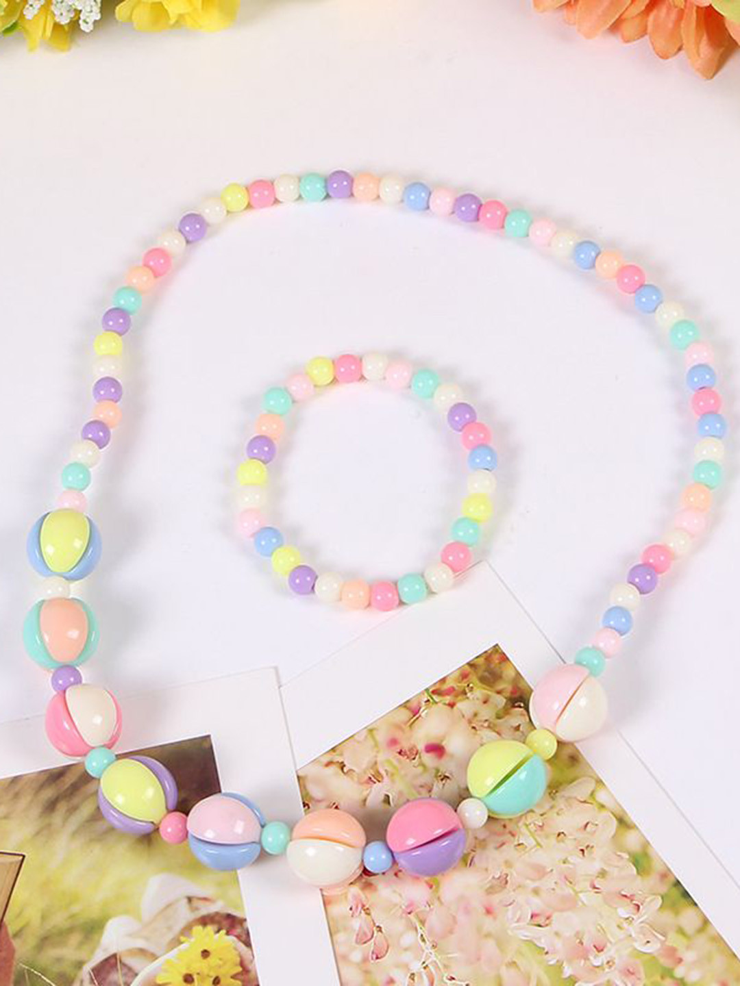 SYGA Girls Ball Design Beaded Necklace and Bracelet