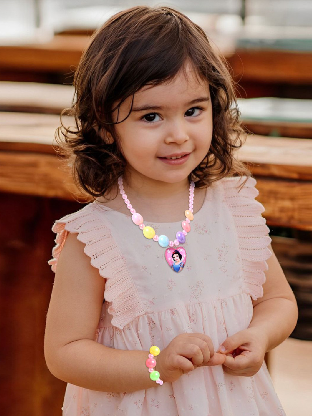 SYGA Girls Beaded Cindrella Pendant Jewellery Set