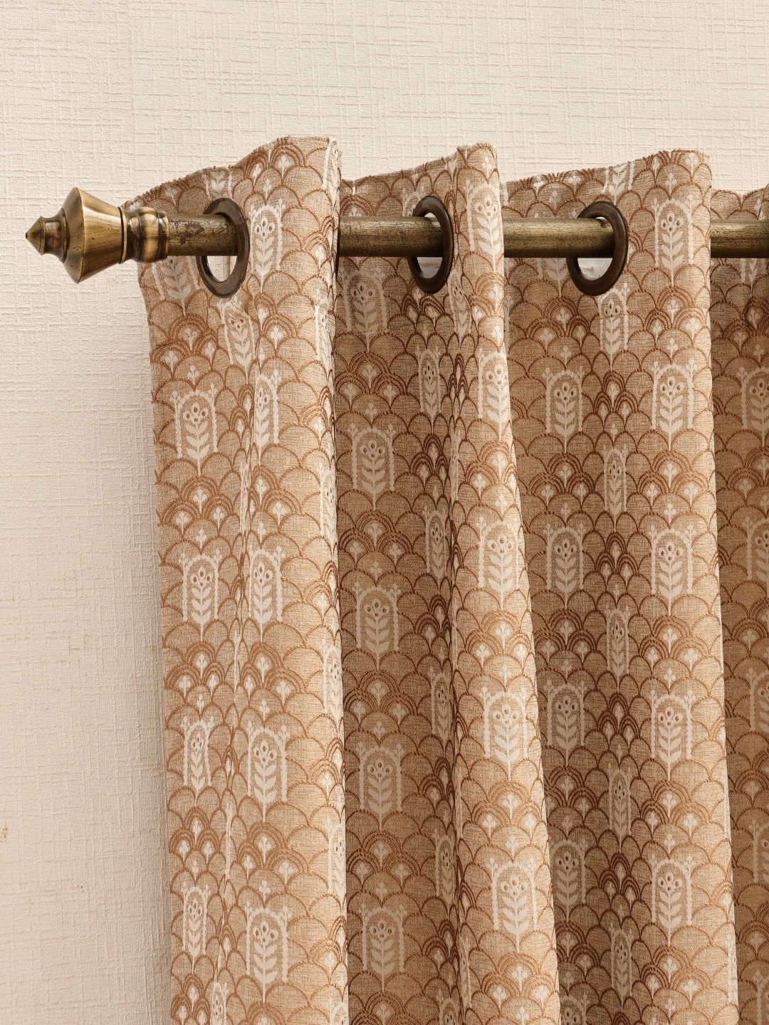 Ariana Mehraab Beige & White Ethnic Motifs Printed Window Curtain