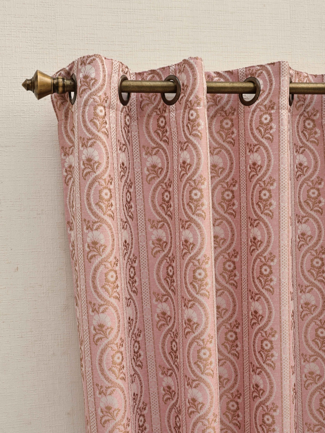 Ariana Jharokha Pink & Brown Ethnic Motifs Printed Room Darkening Door Curtain