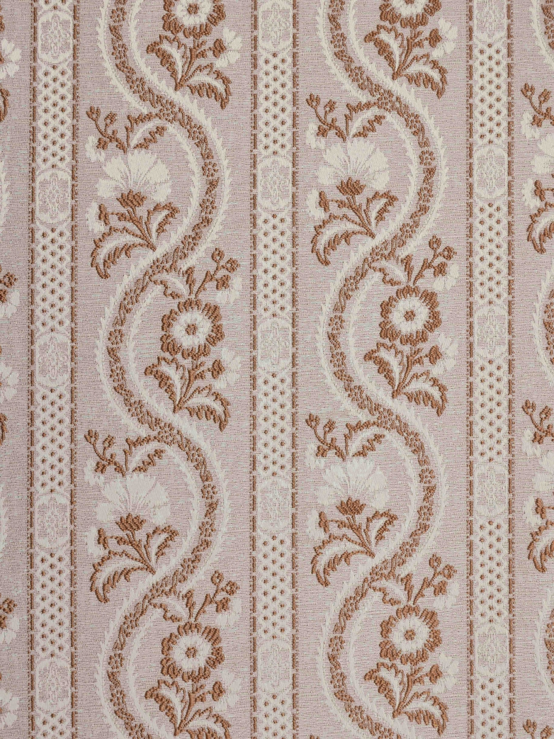 Ariana Jharokha Grey Melange & Brown Floral Printed Jacquard Window Curtain