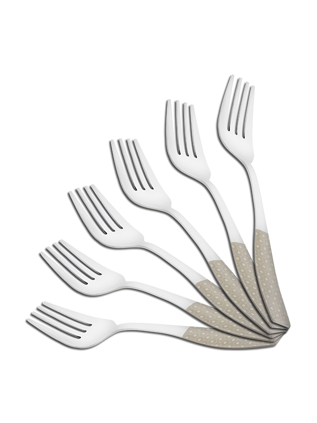 Parage Silver Toned 6 Pieces Stainless Steel Dinner Fork Set