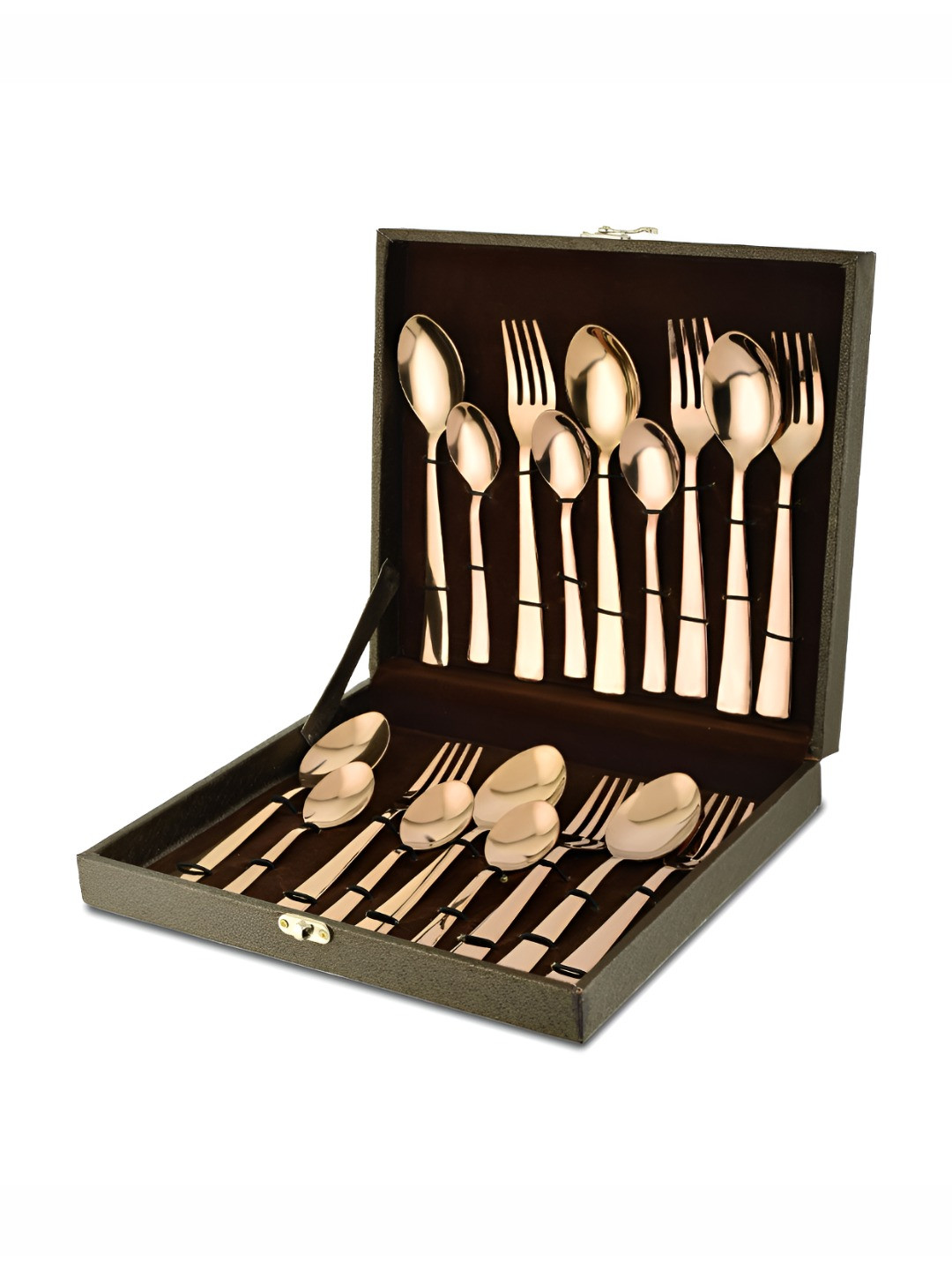 Parage Gold-Toned 18 Pieces Stainless Steel Cutlery Set With Leatherite Box