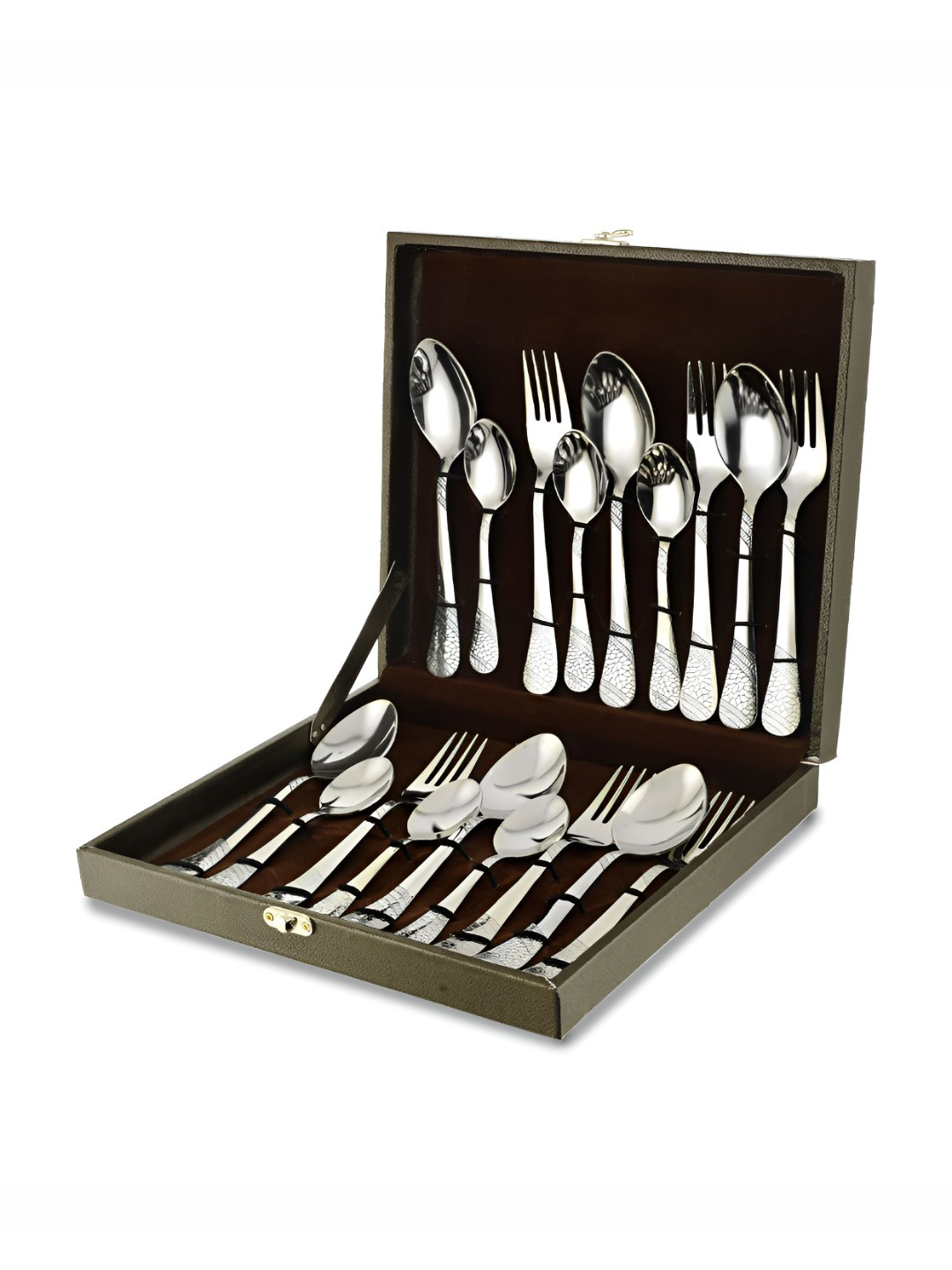 Parage Silver-Toned 18 Pieces Stainless Steel Cutlery Set With Leatherite Box