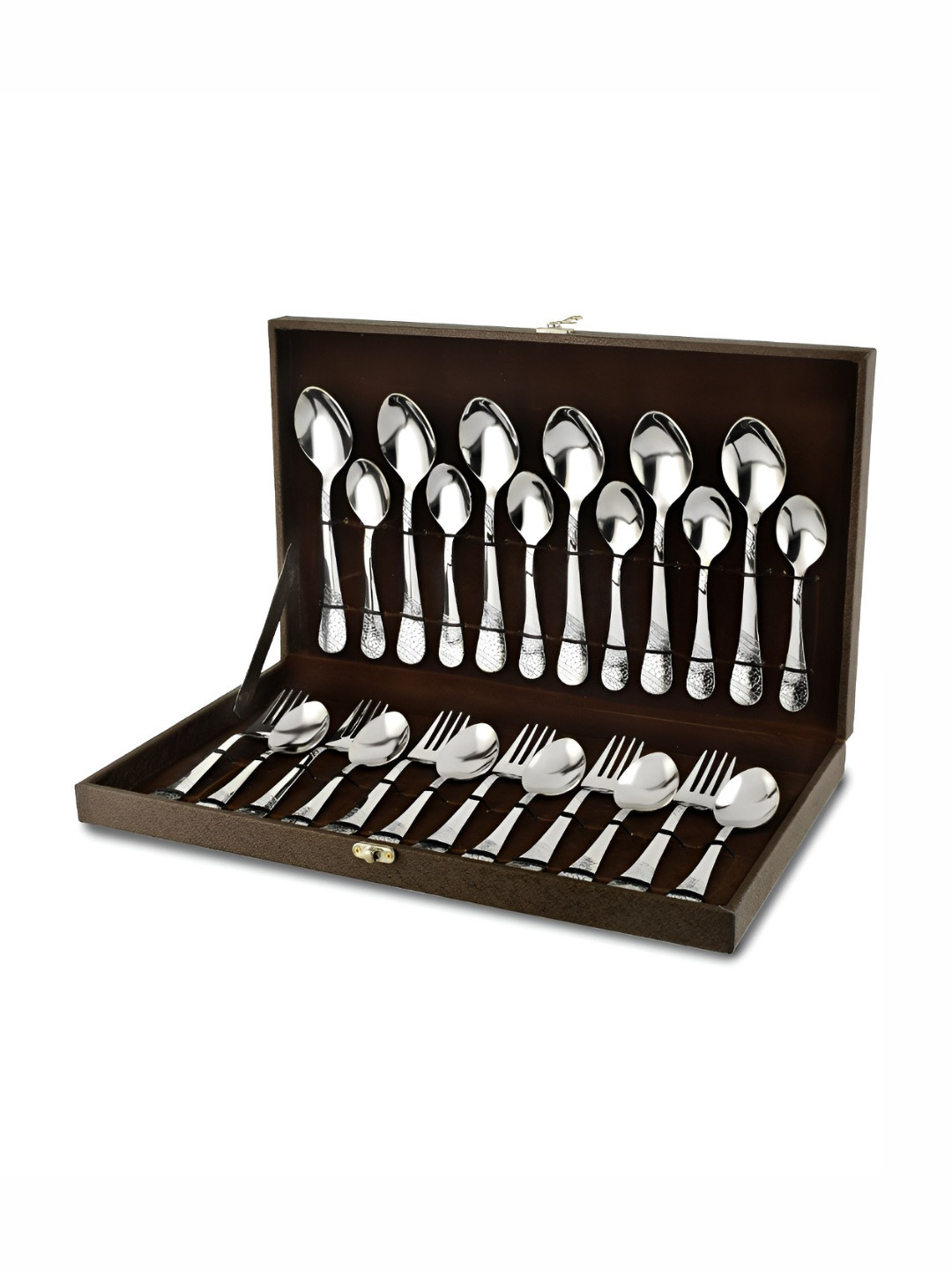 Parage Silver-Toned 24 Pieces Stainless Steel Cutlery Set With Leatherite Box