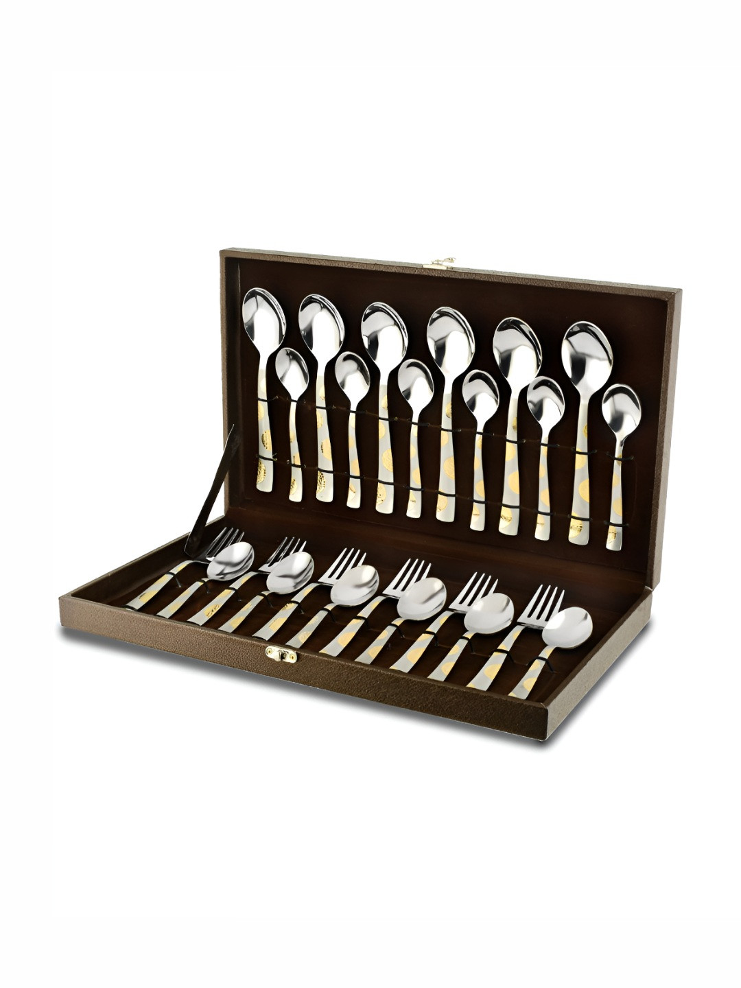 Parage Gold-Toned & Silver-Toned 24 Pieces Stainless Steel Cutlery Set With Leatherite Box