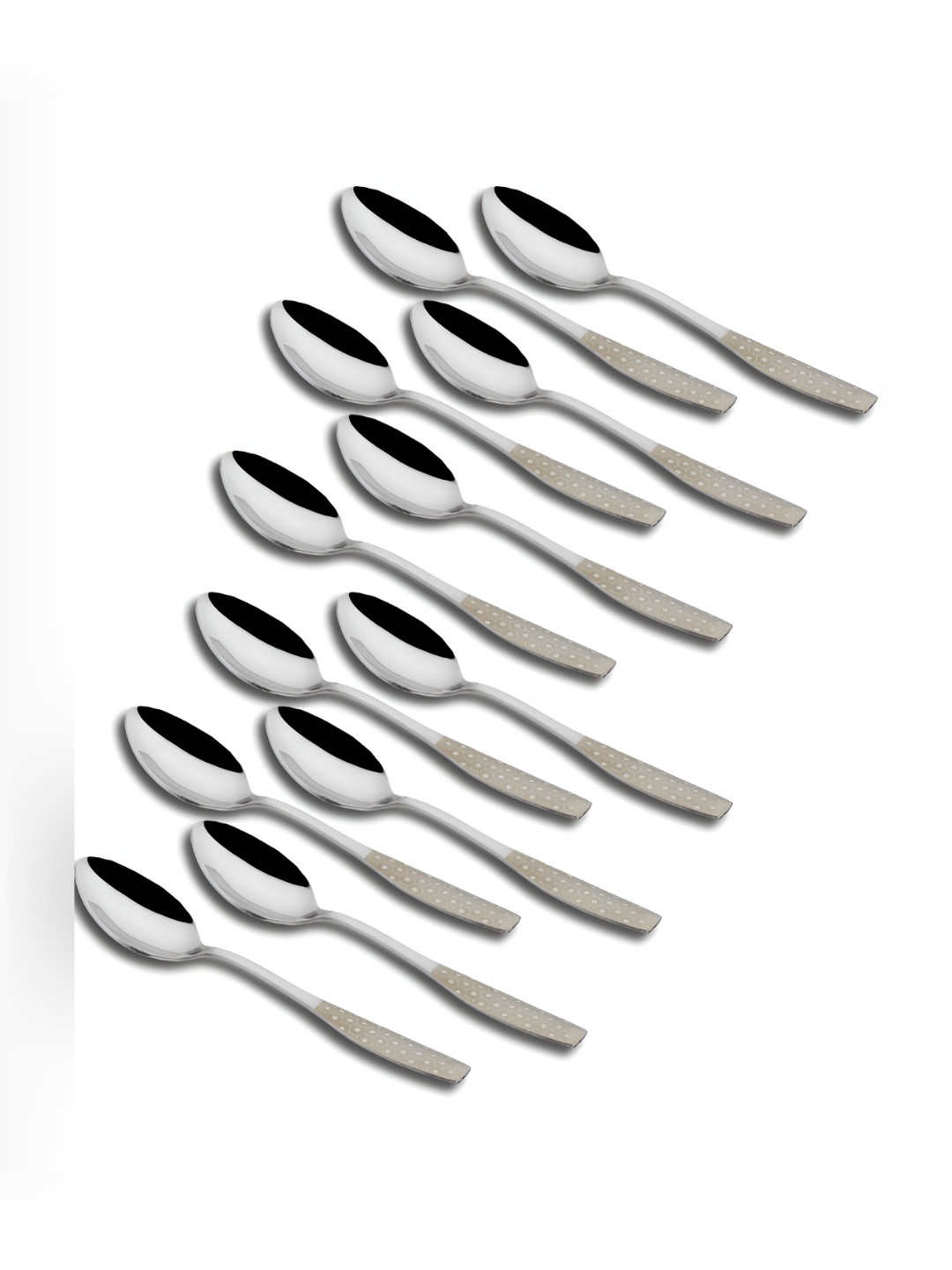 Parage Silver Toned 12 Pieces Silver Stainless Steel Dinner Spoon Set