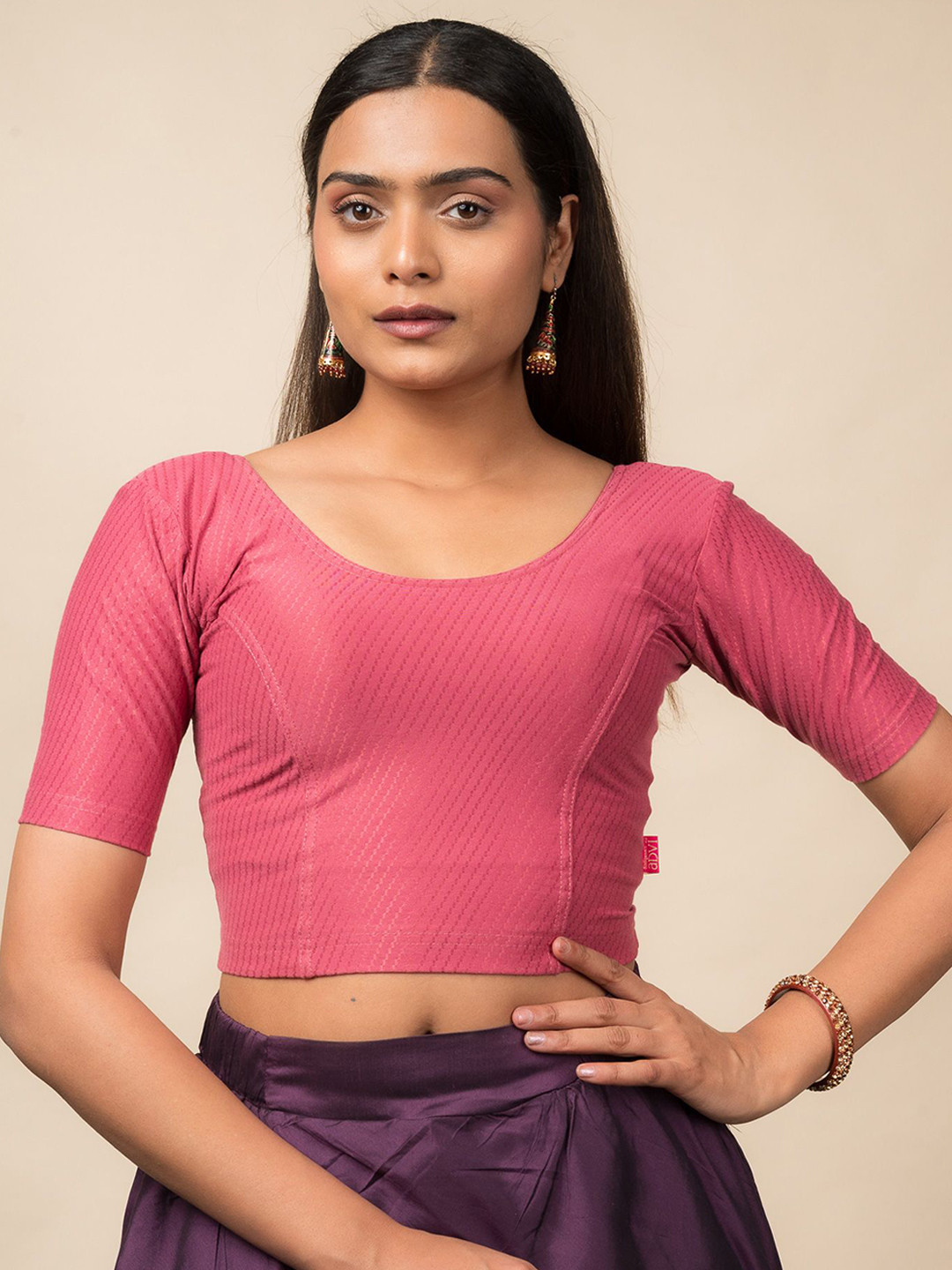 Bindigasm's Advi Women Self Designed Stretchable Slip On Cotton Saree Blouse
